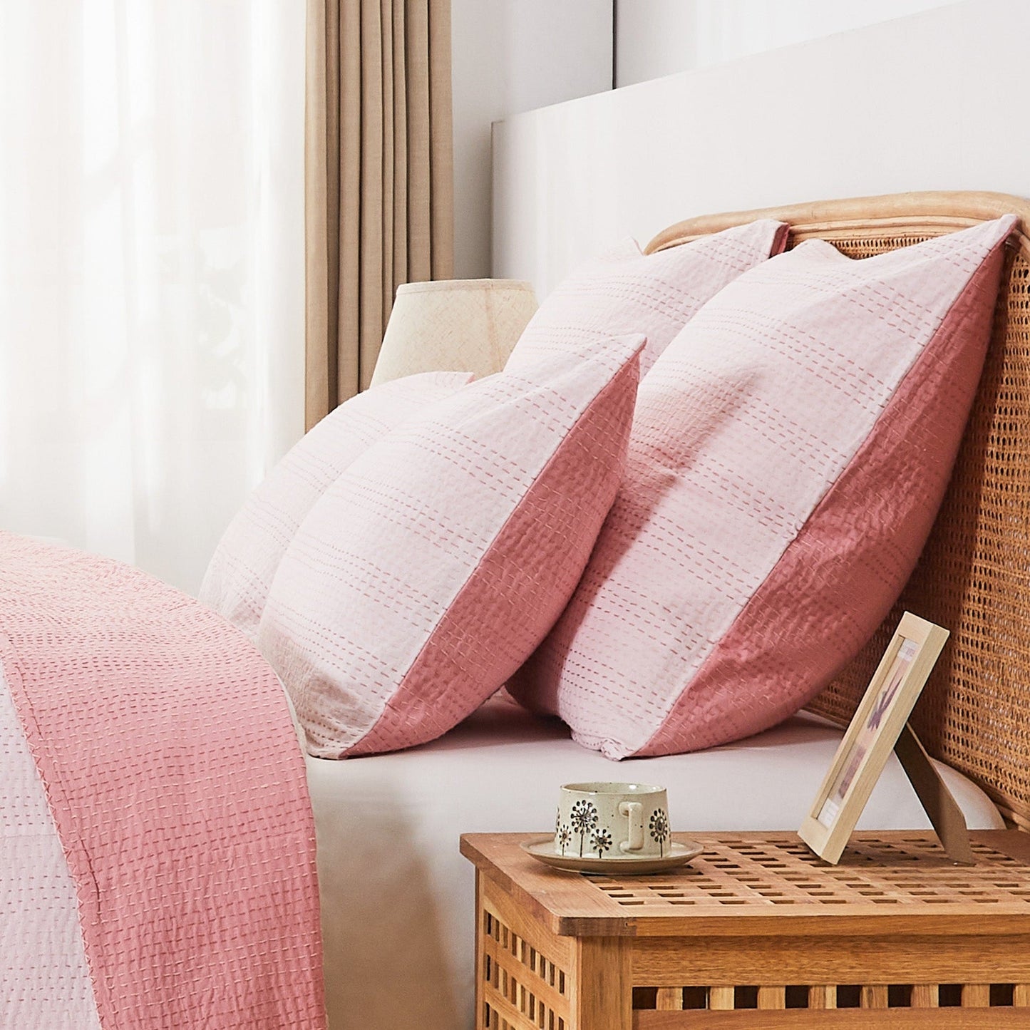 Hand Stitched Reversible Kantha Pillow Sham Pairs - mosswell.us