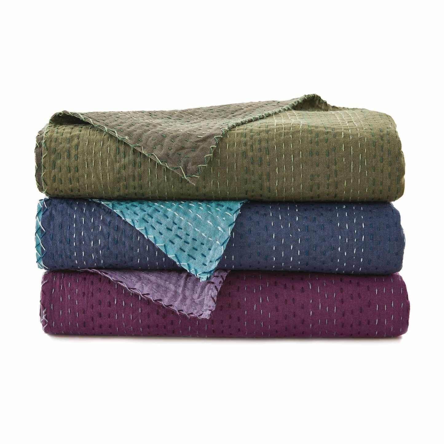 Hand Stitched Reversible Kantha Throws - mosswell.us