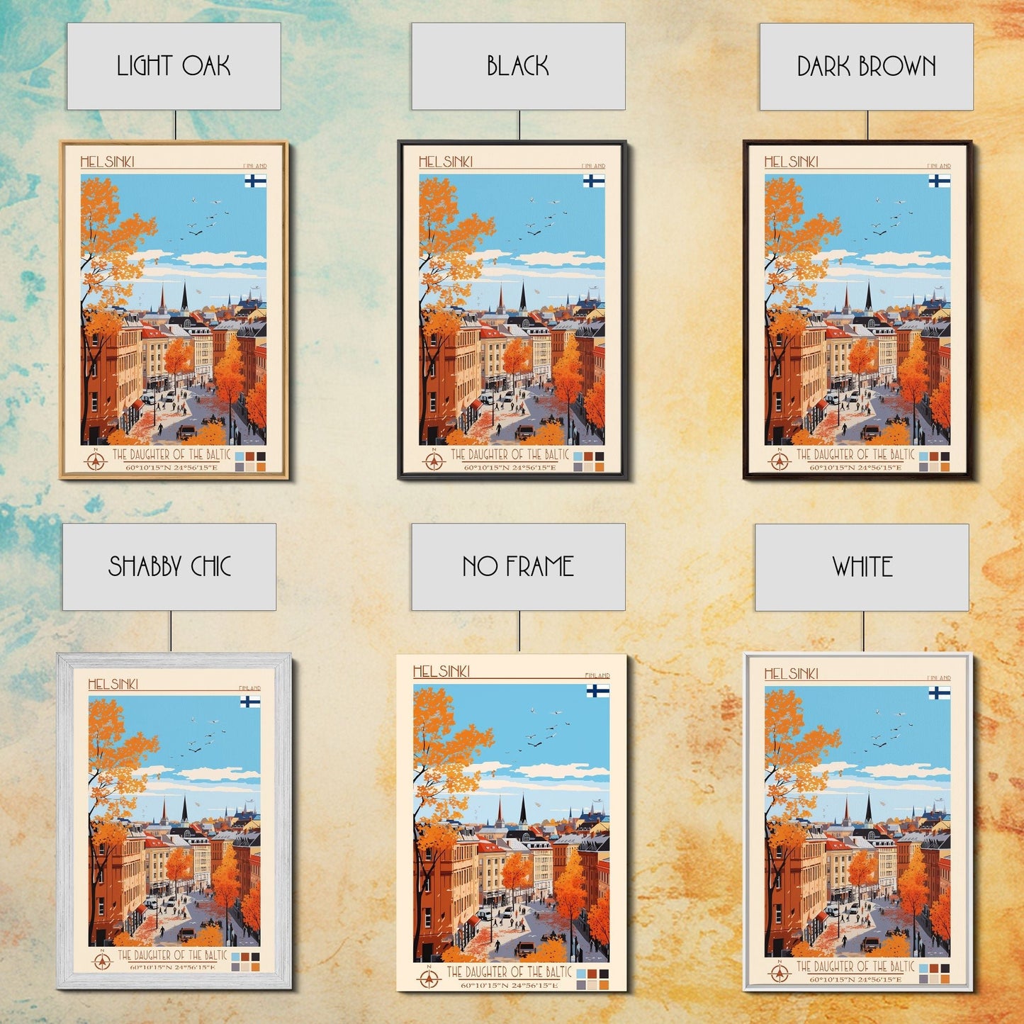 Helsinki Finland Travel Poster Framed Canvas Print, Midcentury Modern Art, Pop Art Wall Decor, Scenic Bedroom Art, Office Decoration - mosswell.us