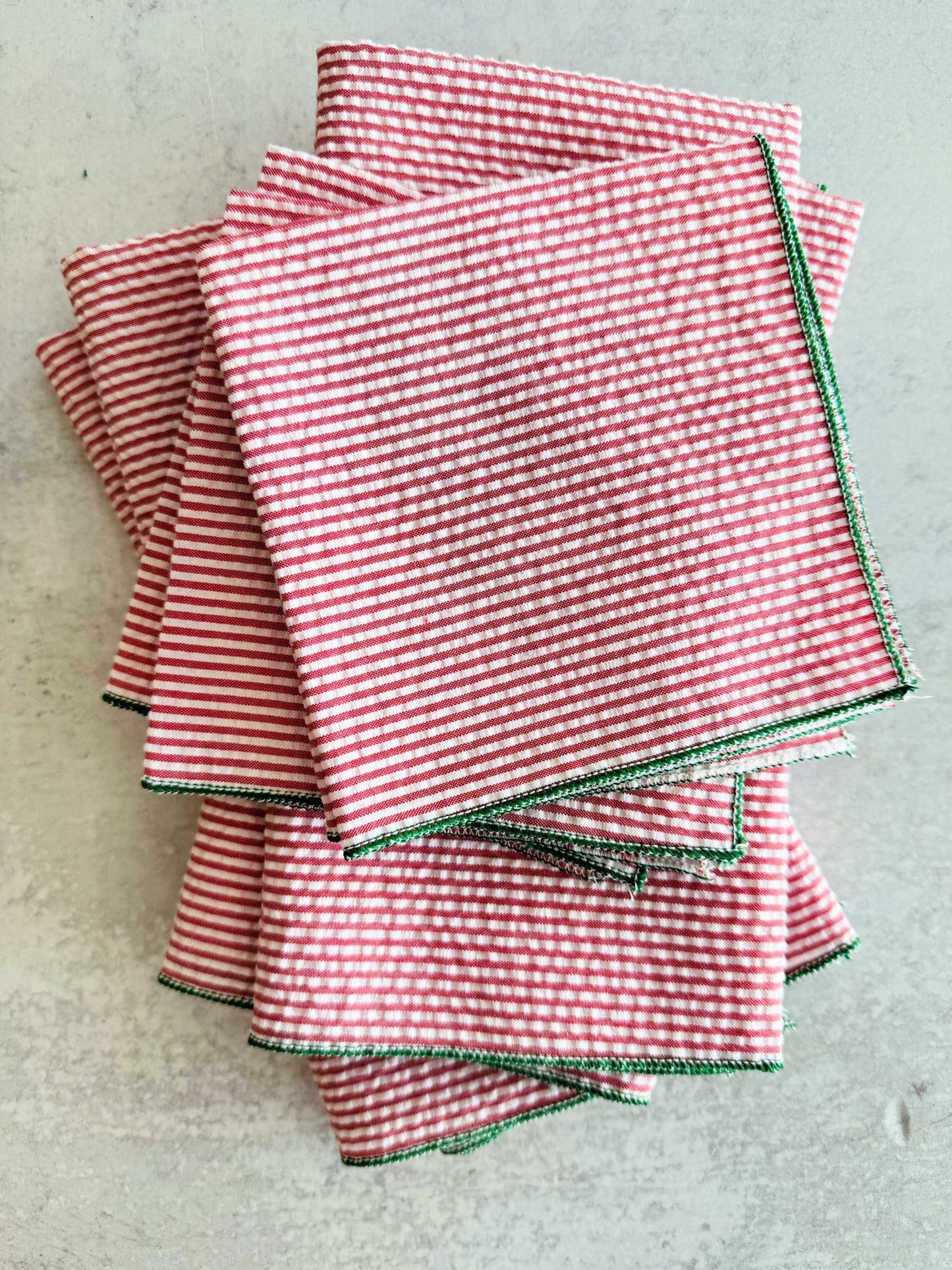 Holiday Seersucker Red and Green, set of four - mosswell.us