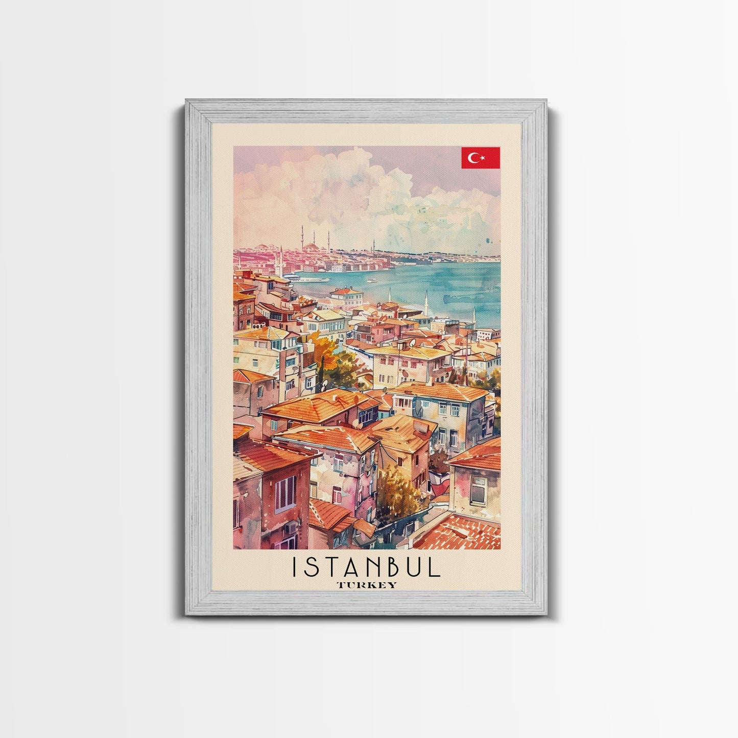 Istanbul Turkey Bosphorus Art Print, Beautiful Canvas Print for Home Decor, Travel Poster for Living Room Wall Art, Turkish Cultural Scene - mosswell.us