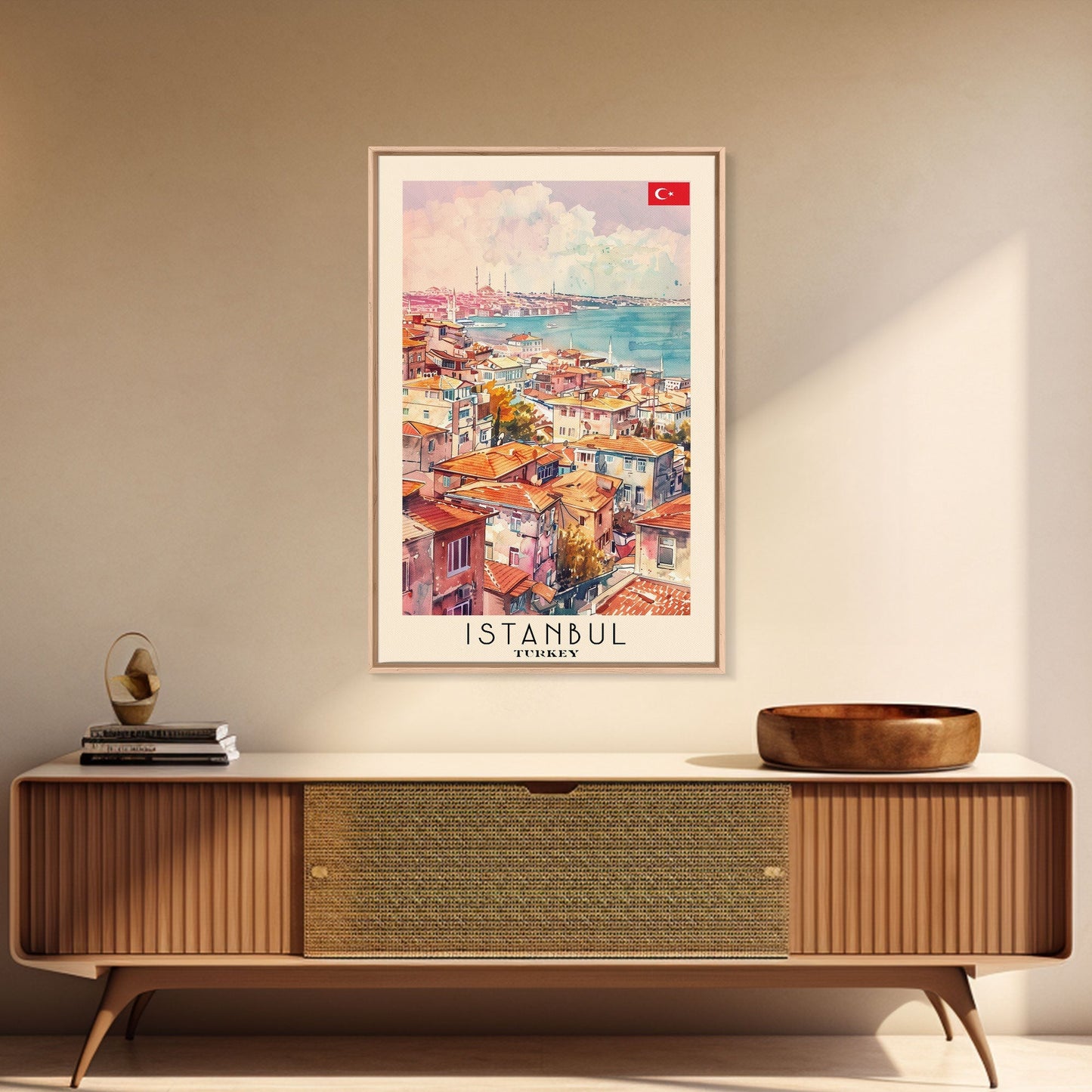 Istanbul Turkey Bosphorus Art Print, Beautiful Canvas Print for Home Decor, Travel Poster for Living Room Wall Art, Turkish Cultural Scene - mosswell.us