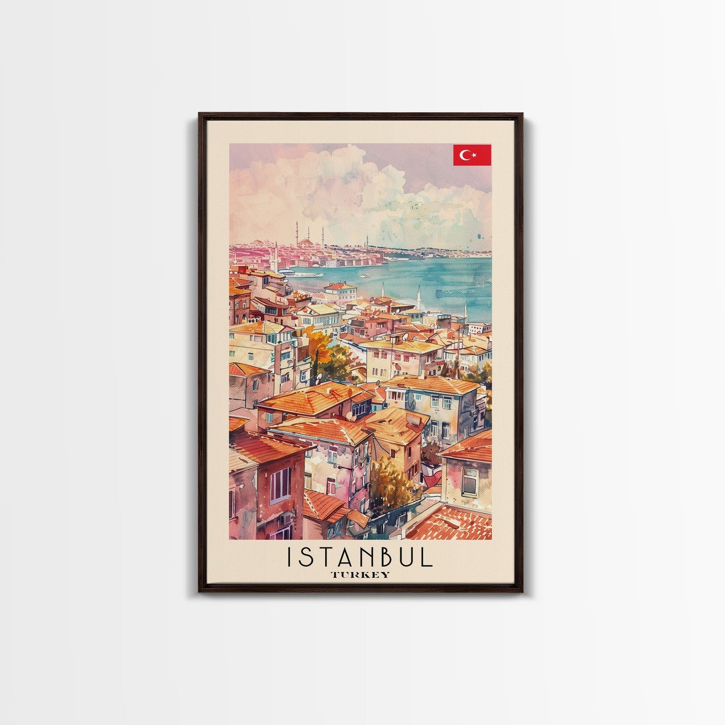 Istanbul Turkey Bosphorus Art Print, Beautiful Canvas Print for Home Decor, Travel Poster for Living Room Wall Art, Turkish Cultural Scene - mosswell.us