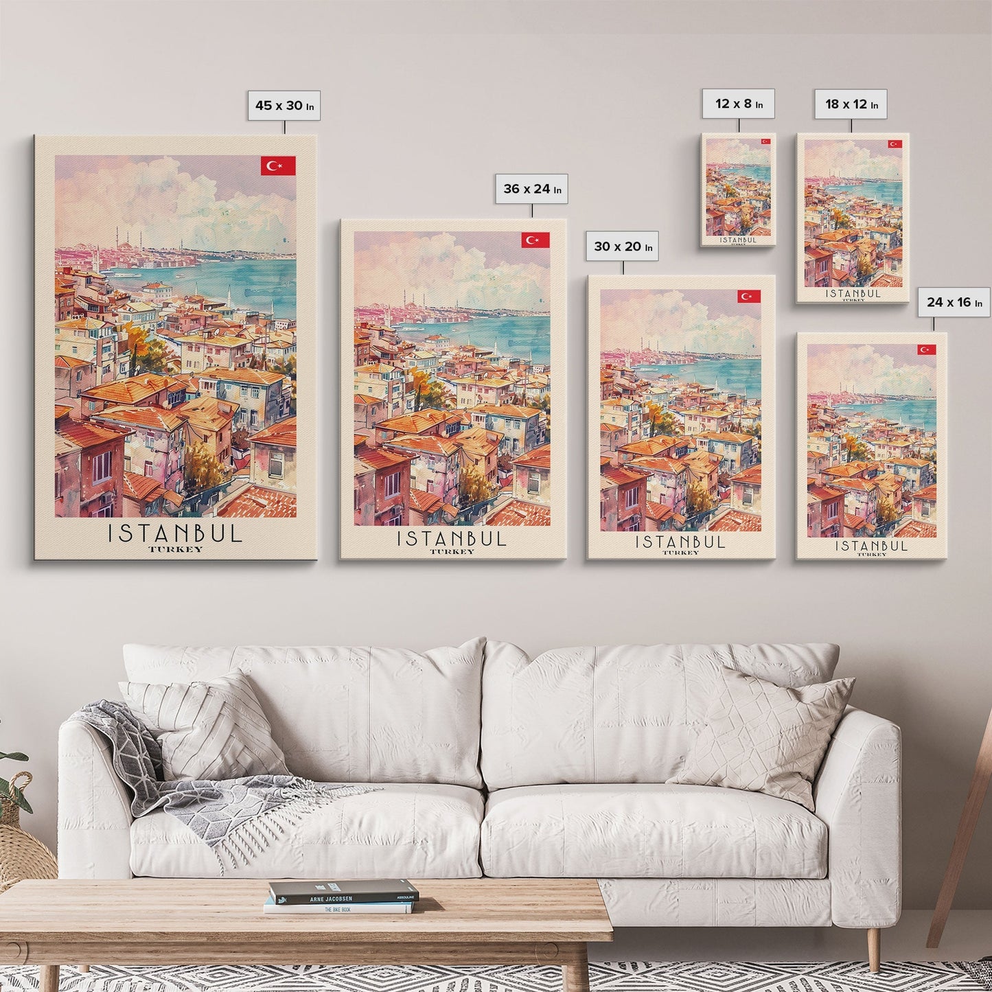 Istanbul Turkey Bosphorus Art Print, Beautiful Canvas Print for Home Decor, Travel Poster for Living Room Wall Art, Turkish Cultural Scene - mosswell.us
