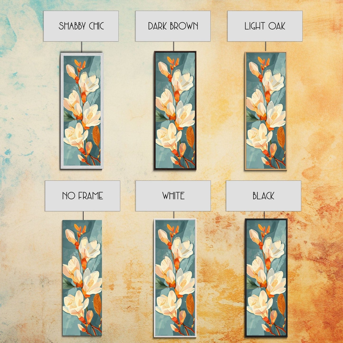 Light Cream Magnolia Blooms On Abstract Background Skinny Art Tall Art Framed Canvas Print Japanese Style Art Ukiyo - e Art Wood Block Print Delicate Decorative - mosswell.us