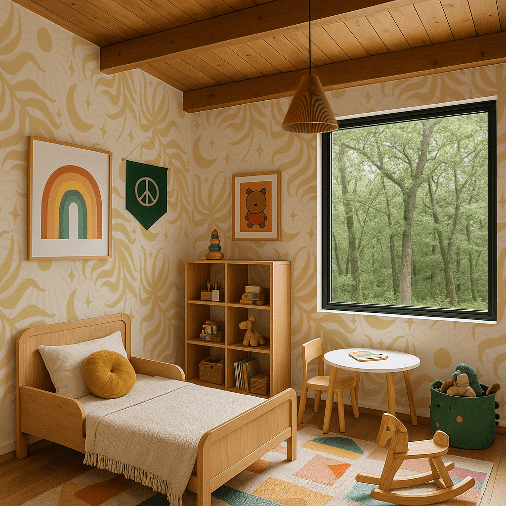 Lunar Leaf Wallpaper, beige and lemon - mosswell.us