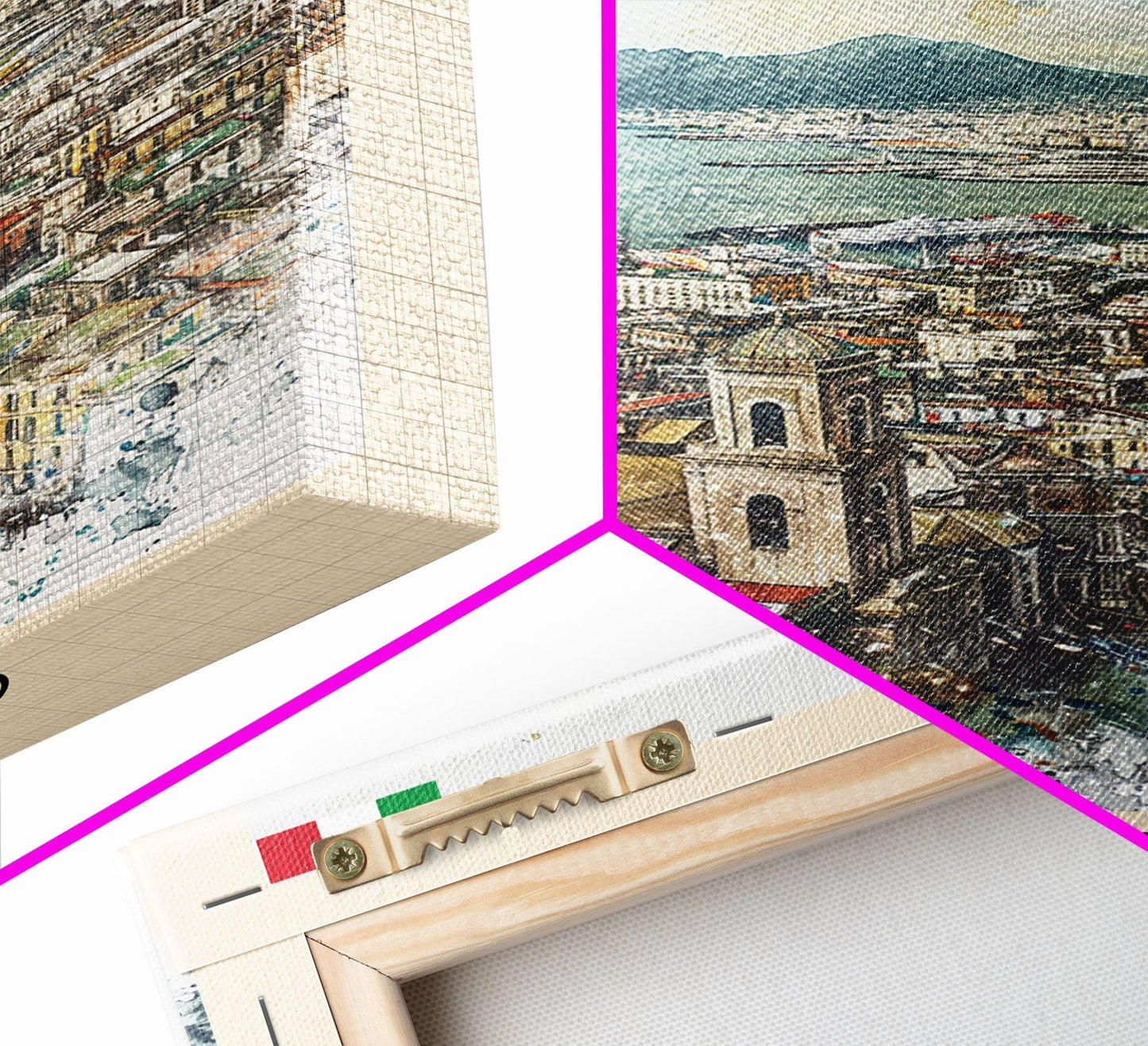 Naples Italy Framed Canvas Print, Scenic Travel Poster, Watercolor Painting, Coastal Wall Art, Home Decor, Vacation Art, Unique Art - mosswell.us