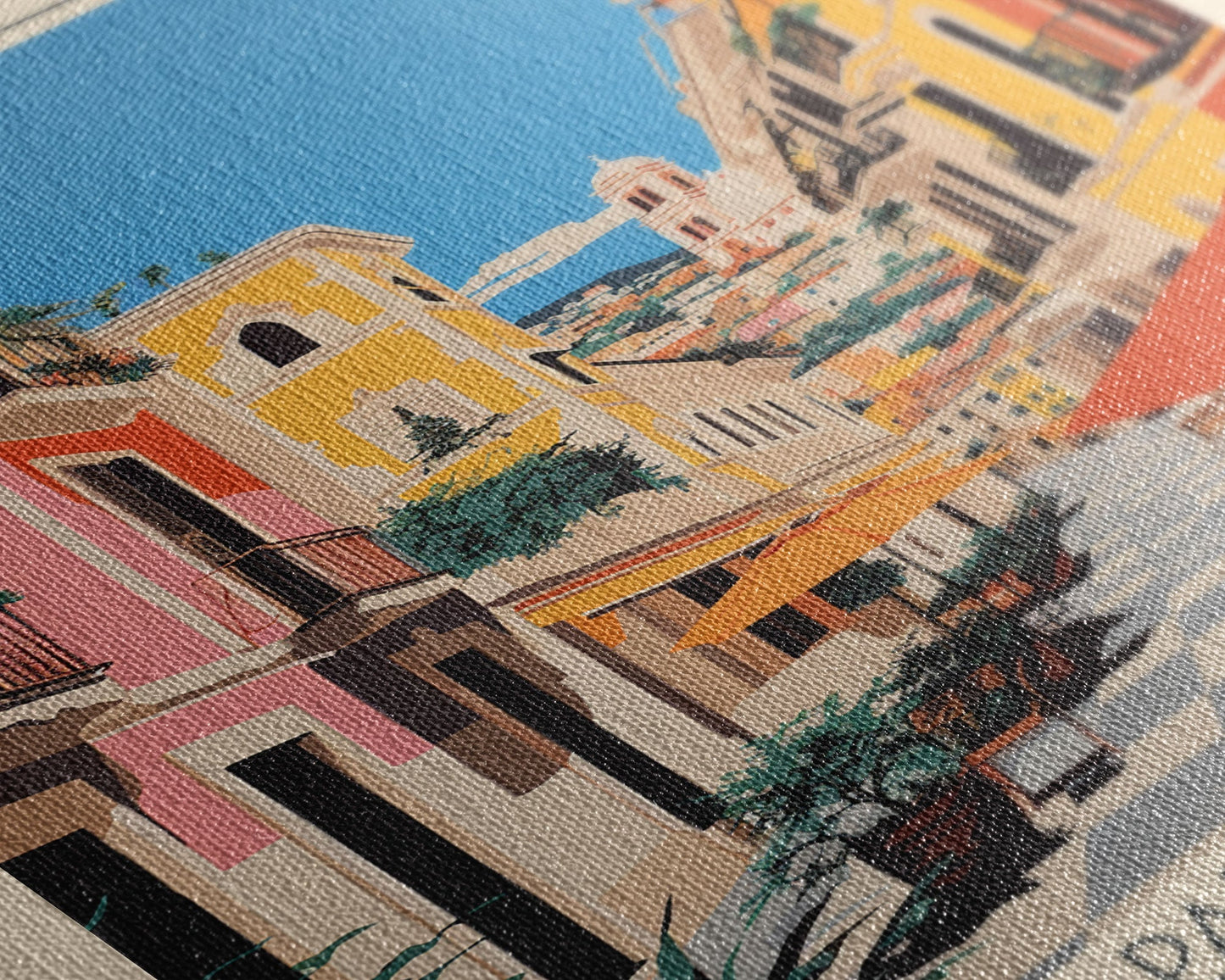 Naples Italy Travel Poster Framed Canvas Print, Midcentury Modern Art, Pop Art Wall Decor, Scenic Wall Art, Living Room Decoration, Office Art - mosswell.us