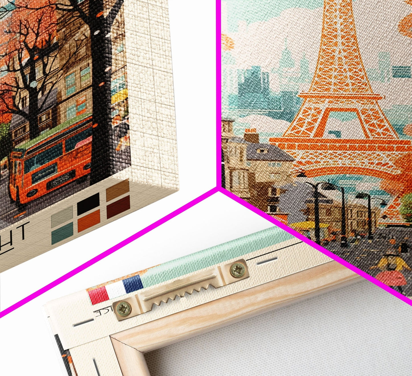 Paris France Travel Poster Framed Canvas Print, Midcentury Modern Art, Pop Art Wall Decor, Scenic Wall Art, Living Room Decoration, Office Gift - mosswell.us
