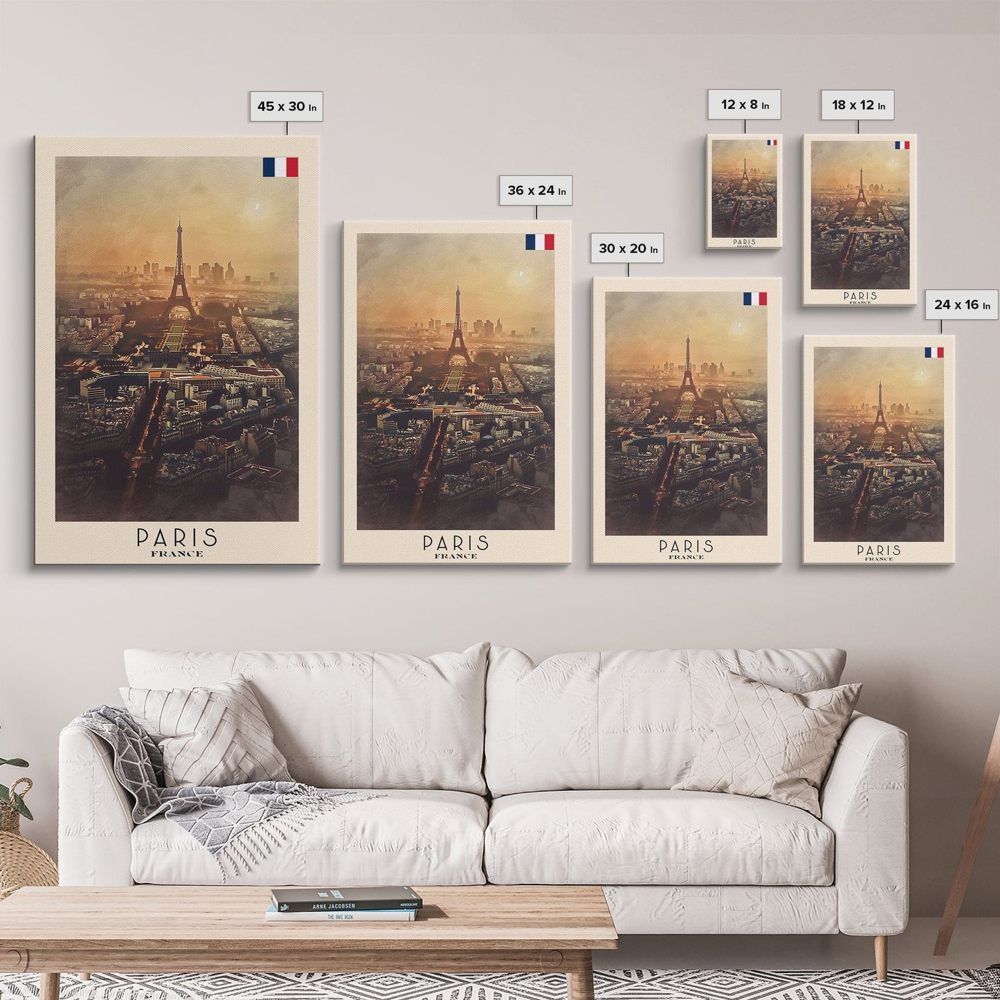Paris France Travel Poster Framed Canvas Print, Watercolor Painting, Scenic Wall Art, Home Decor, French Cityscape, Classic Art - mosswell.us