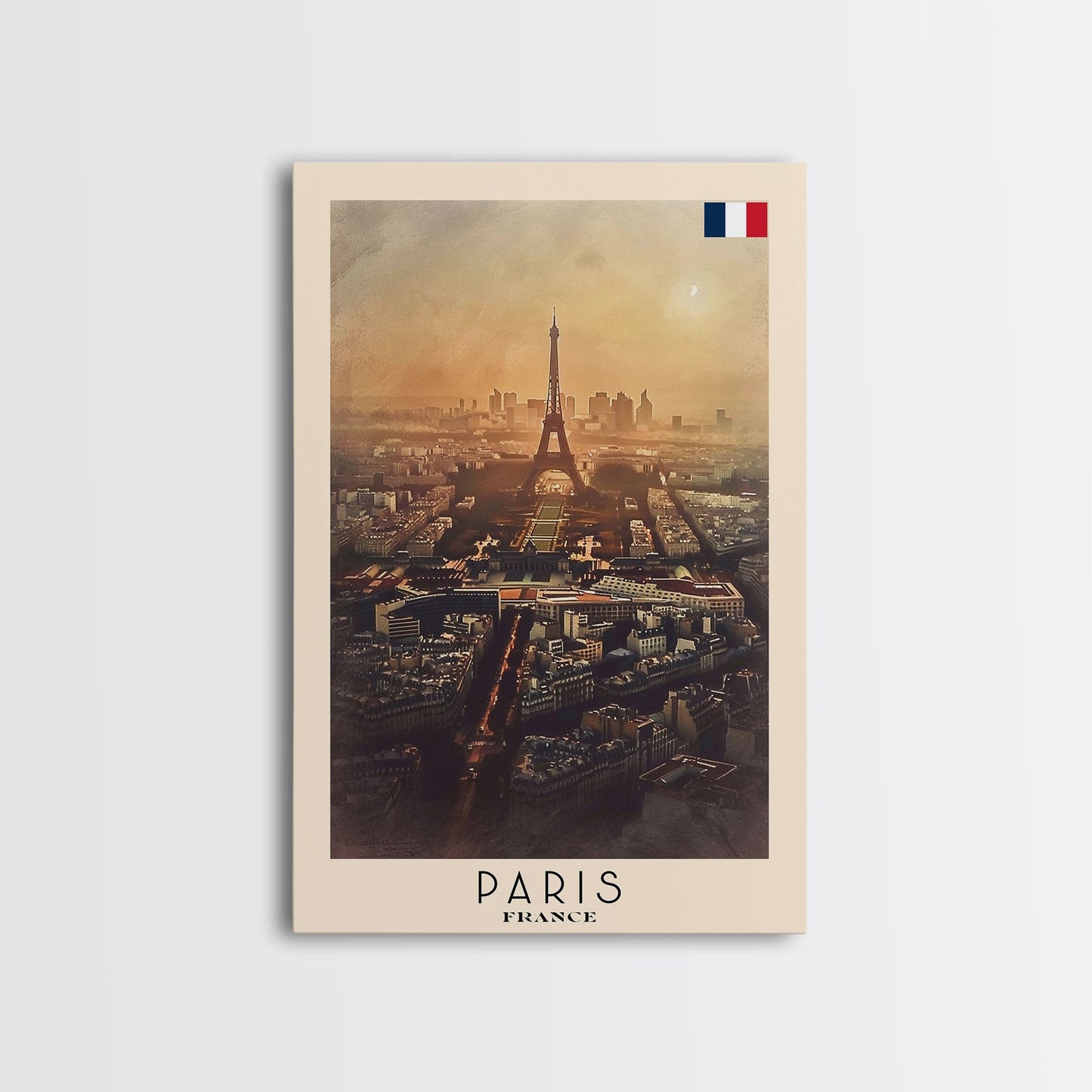 Paris France Travel Poster Framed Canvas Print, Watercolor Painting, Scenic Wall Art, Home Decor, French Cityscape, Classic Art - mosswell.us