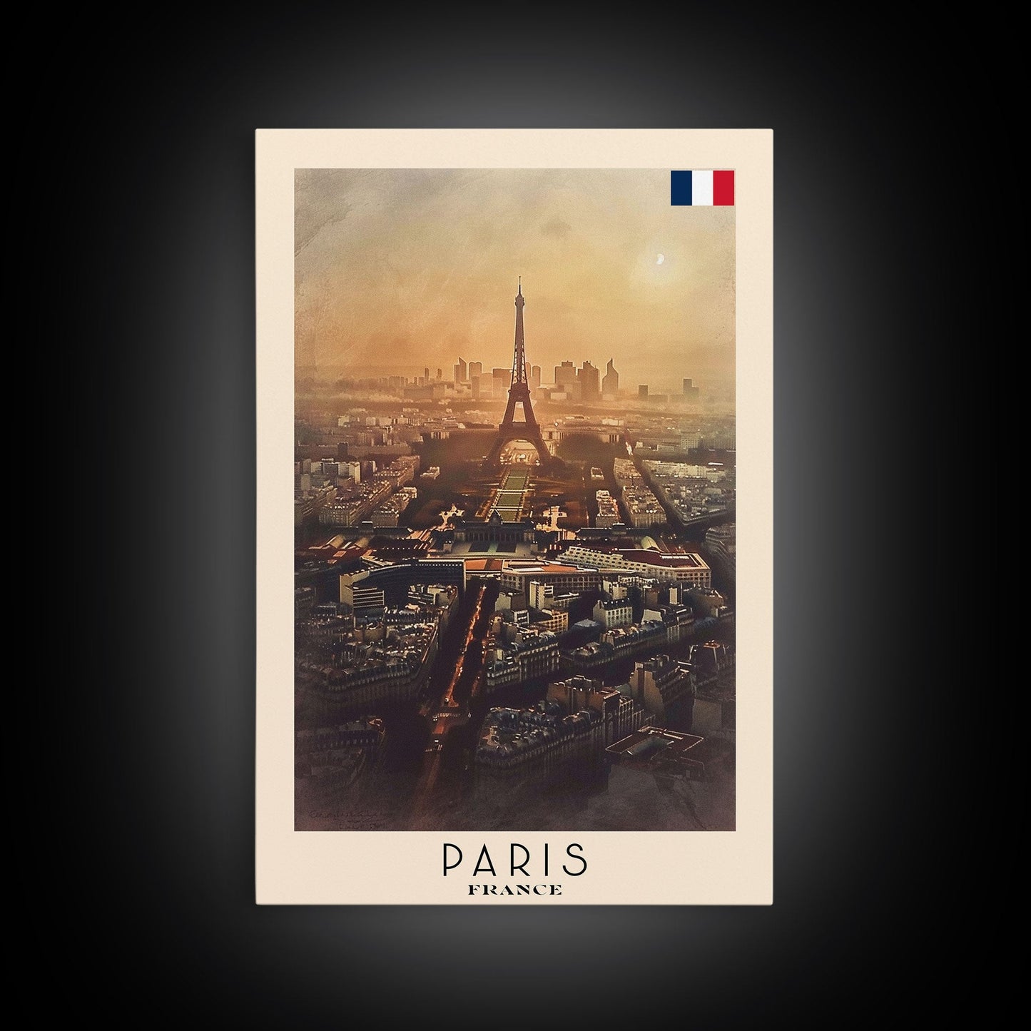 Paris France Travel Poster Framed Canvas Print, Watercolor Painting, Scenic Wall Art, Home Decor, French Cityscape, Classic Art - mosswell.us