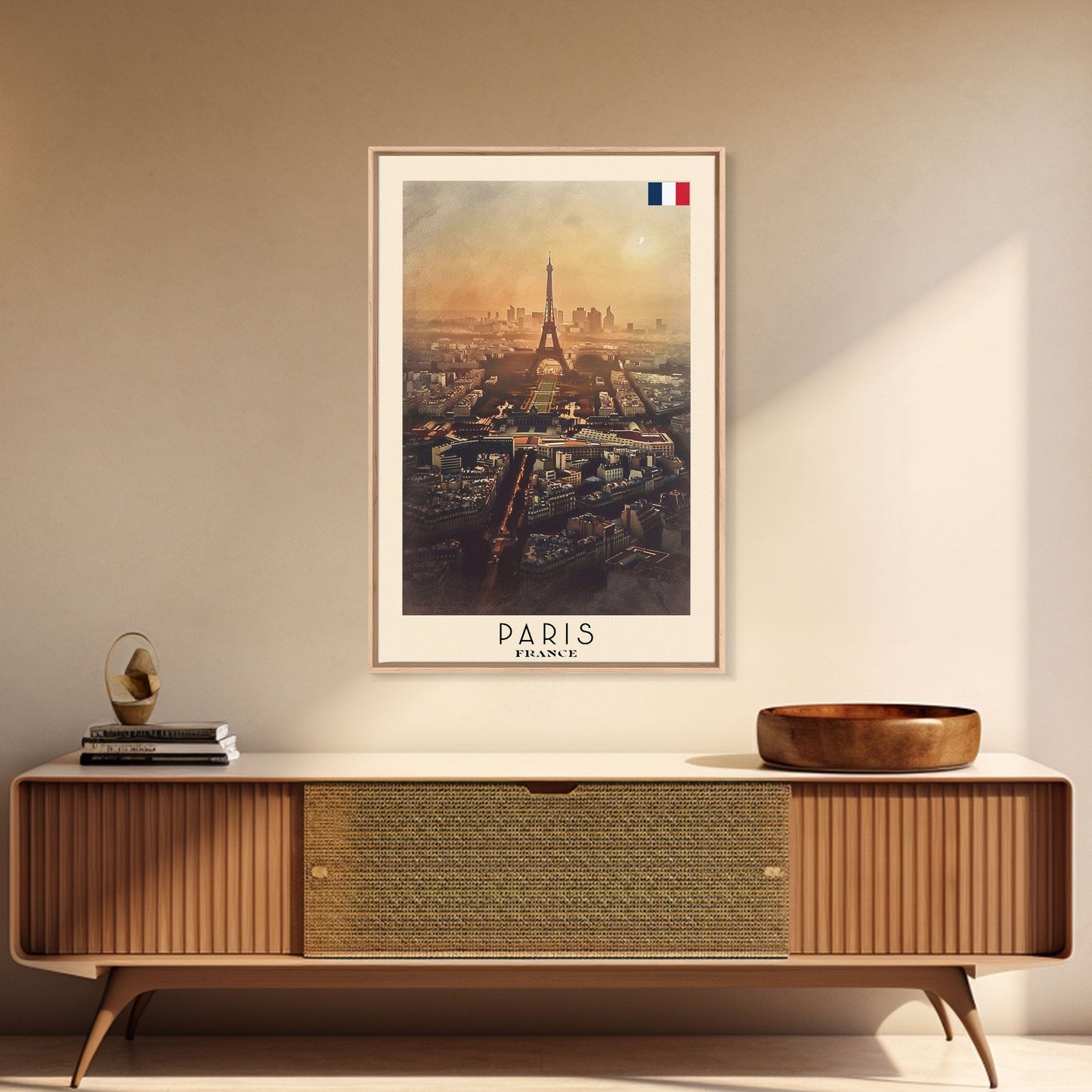 Paris France Travel Poster Framed Canvas Print, Watercolor Painting, Scenic Wall Art, Home Decor, French Cityscape, Classic Art - mosswell.us