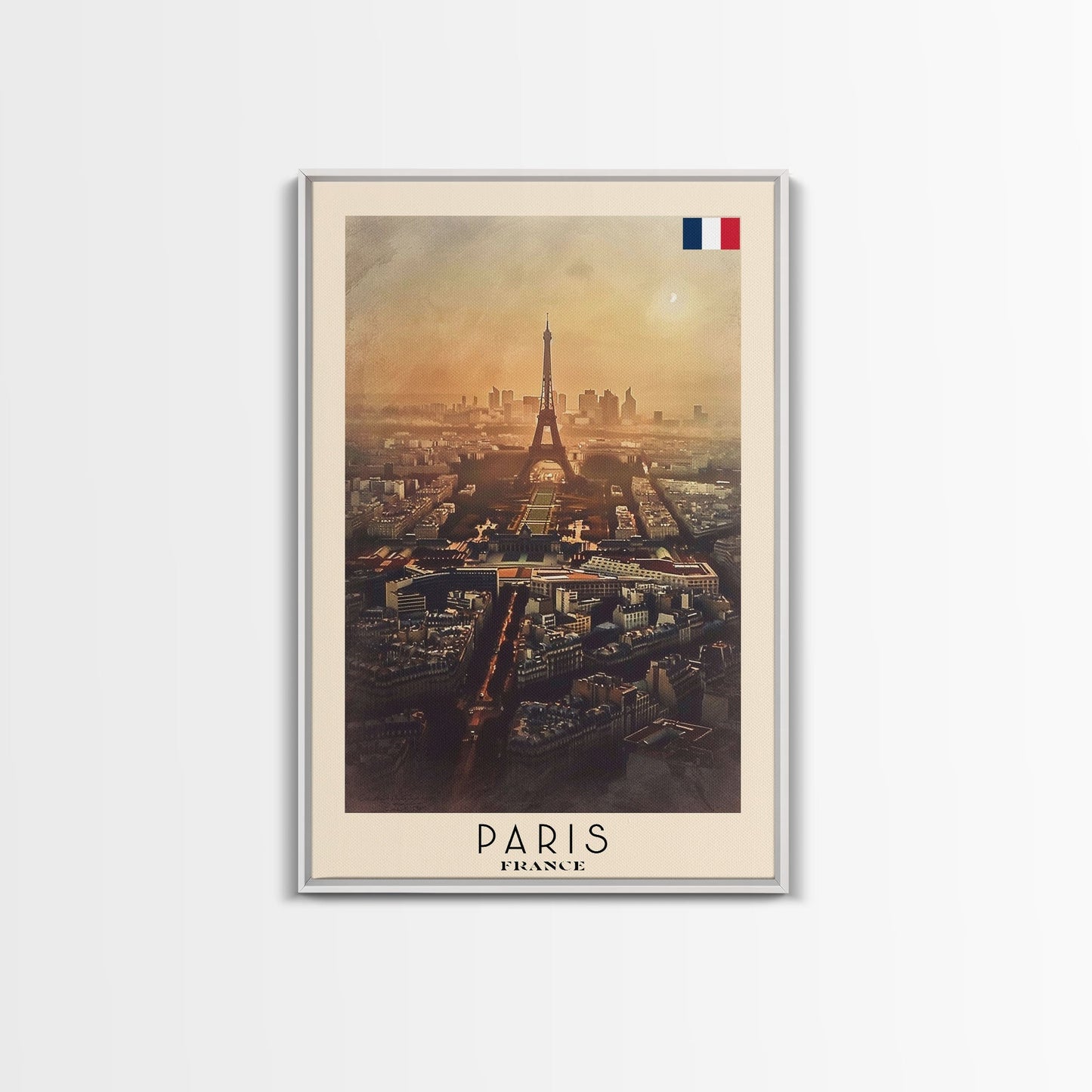 Paris France Travel Poster Framed Canvas Print, Watercolor Painting, Scenic Wall Art, Home Decor, French Cityscape, Classic Art - mosswell.us
