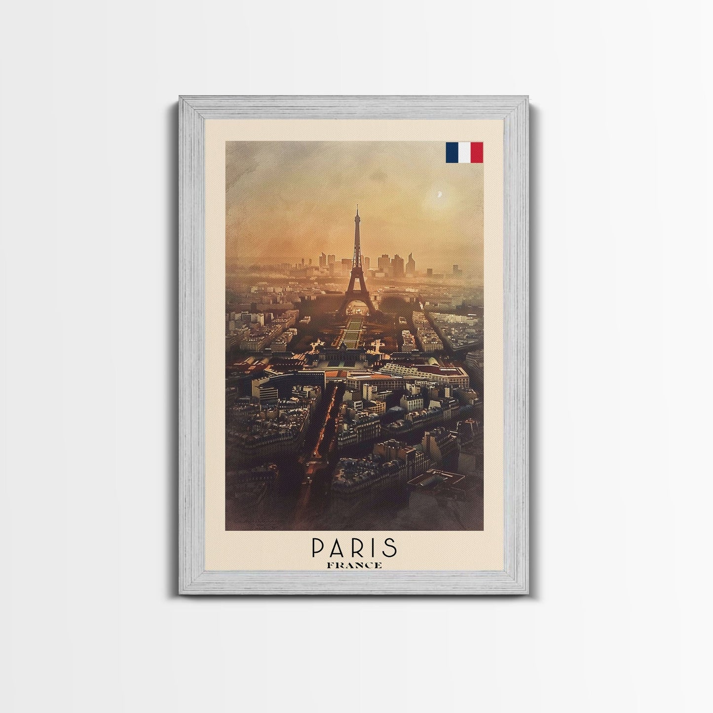 Paris France Travel Poster Framed Canvas Print, Watercolor Painting, Scenic Wall Art, Home Decor, French Cityscape, Classic Art - mosswell.us