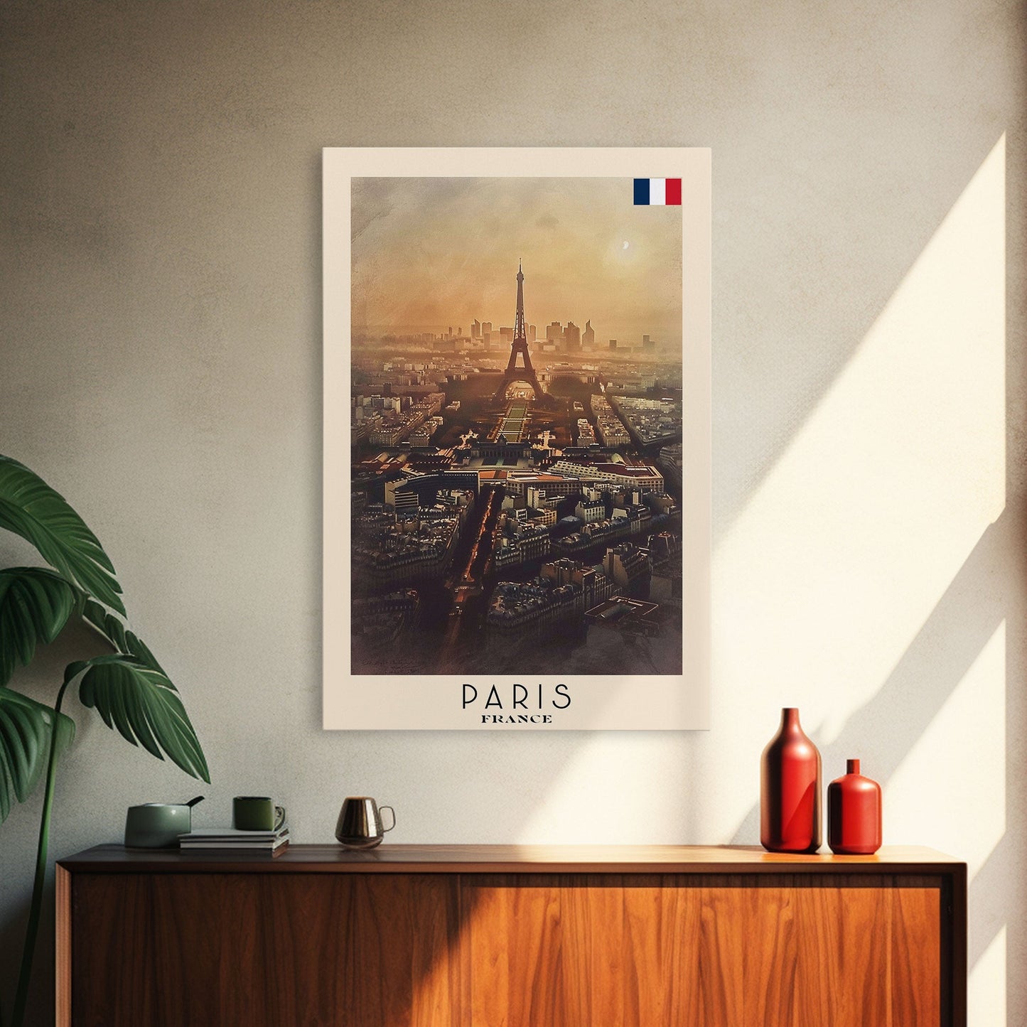 Paris France Travel Poster Framed Canvas Print, Watercolor Painting, Scenic Wall Art, Home Decor, French Cityscape, Classic Art - mosswell.us