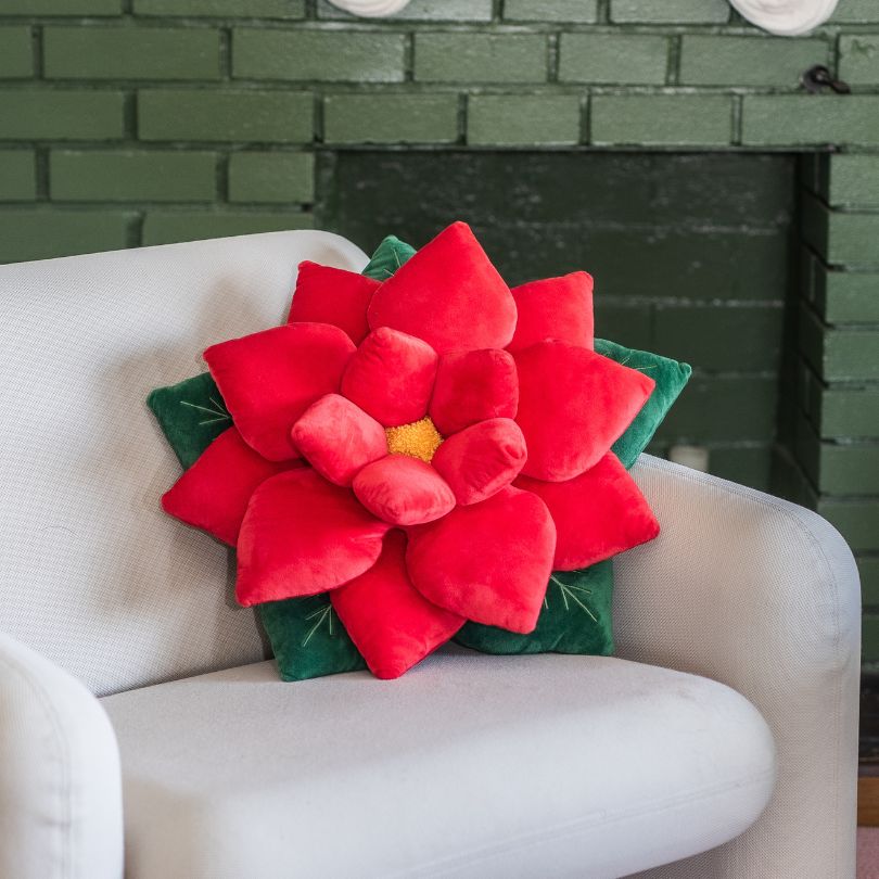 Poinsettia Pillow - Christmas Red - mosswell.us