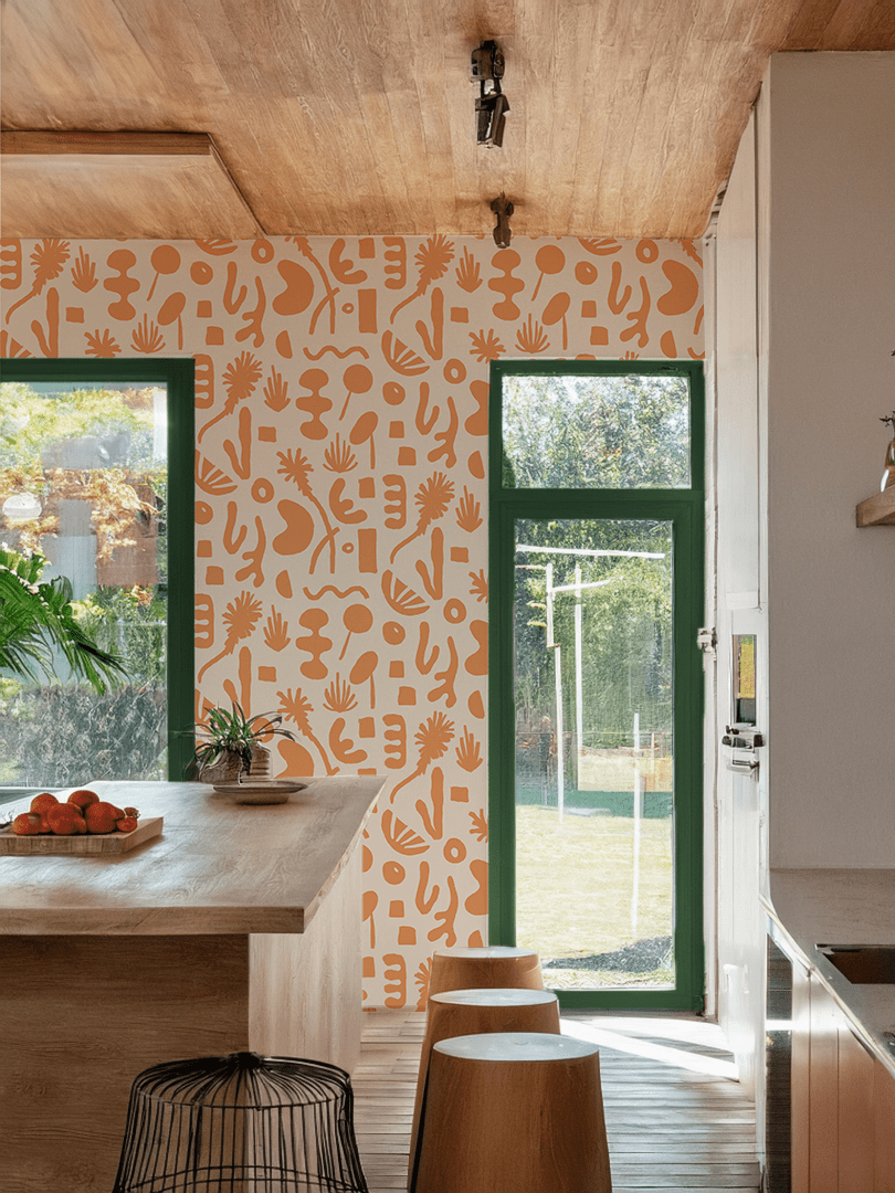 Pool Side Wallpaper, tan and orange - mosswell.us