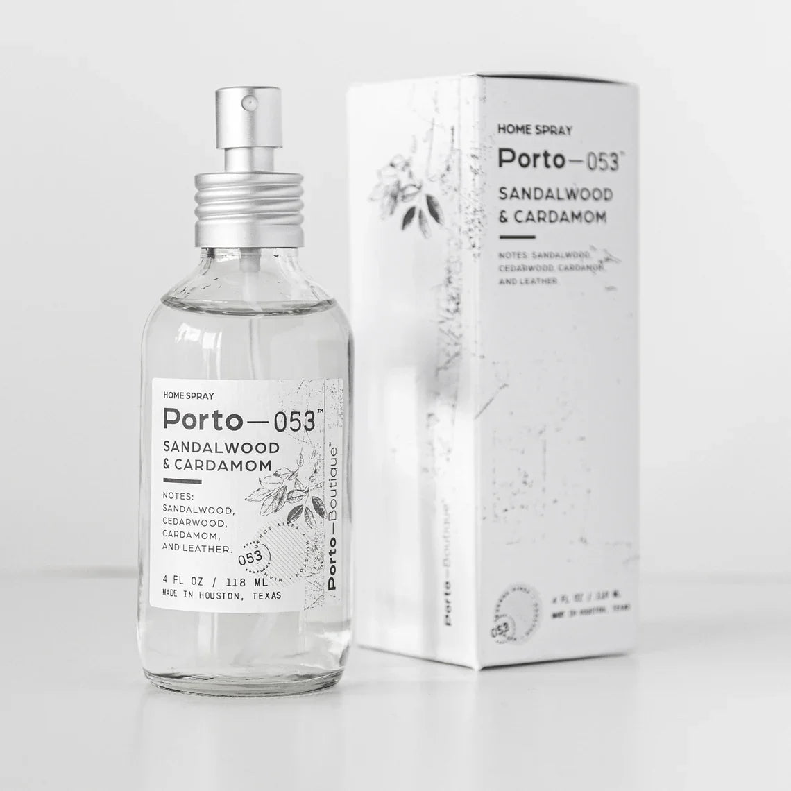 Porto - 053 Room Spray – Linen & Fabric Freshener – High Fragrance Concentration – Vegan & Handmade in USA – 4 oz Clear Glass Bottle with decorative box - mosswell.us
