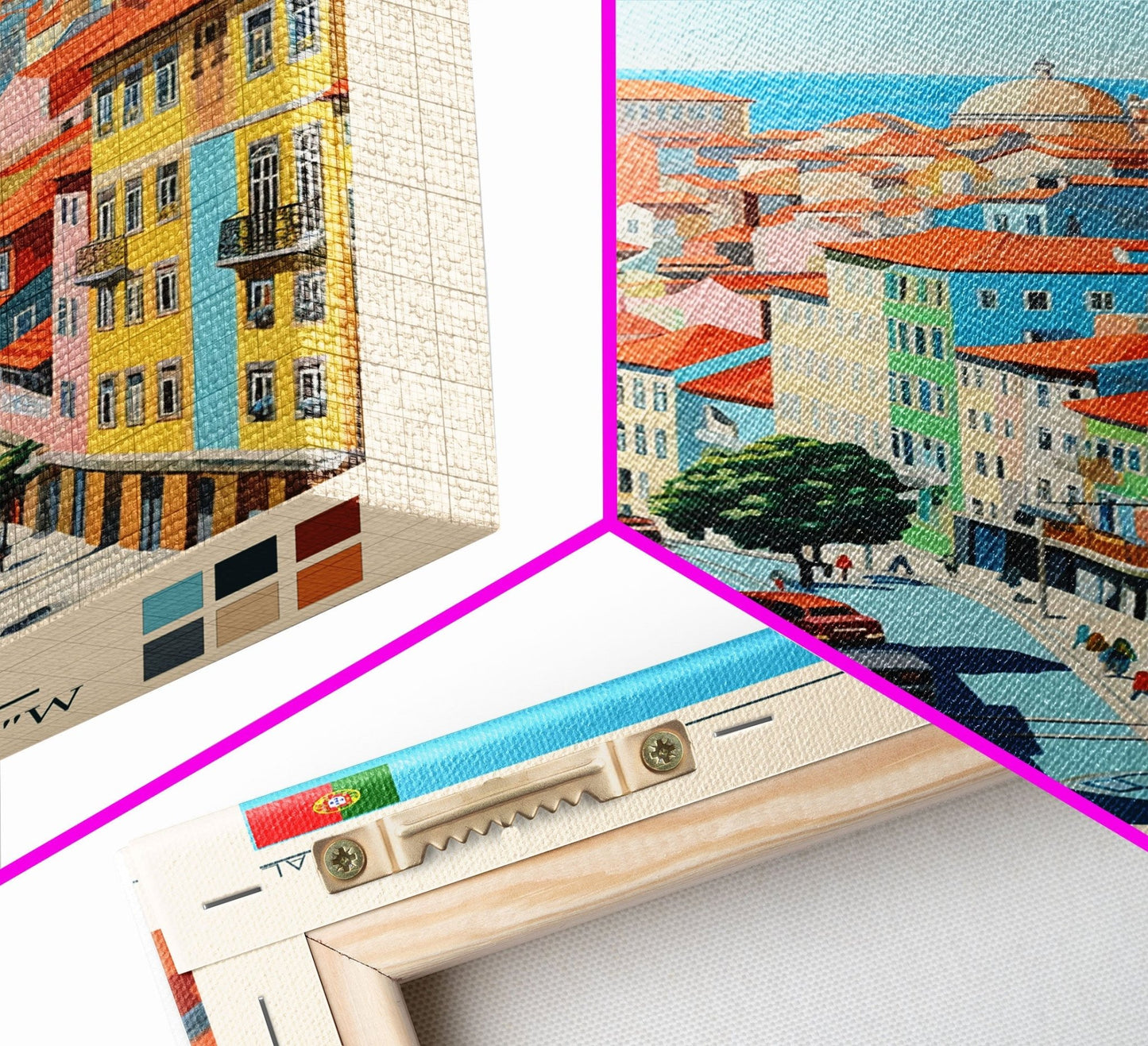 Porto Portugal Travel Poster Framed Canvas Print, Midcentury Modern Art, Pop Art Wall Decor, Scenic Wall Art, Living Room Decoration, Office Gift - mosswell.us