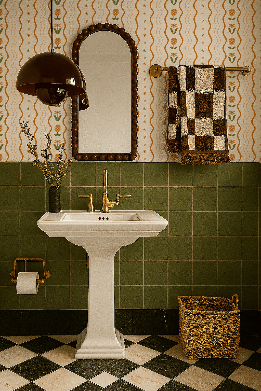 Posy Lane Stripe Wallpaper, beige and orange - mosswell.us
