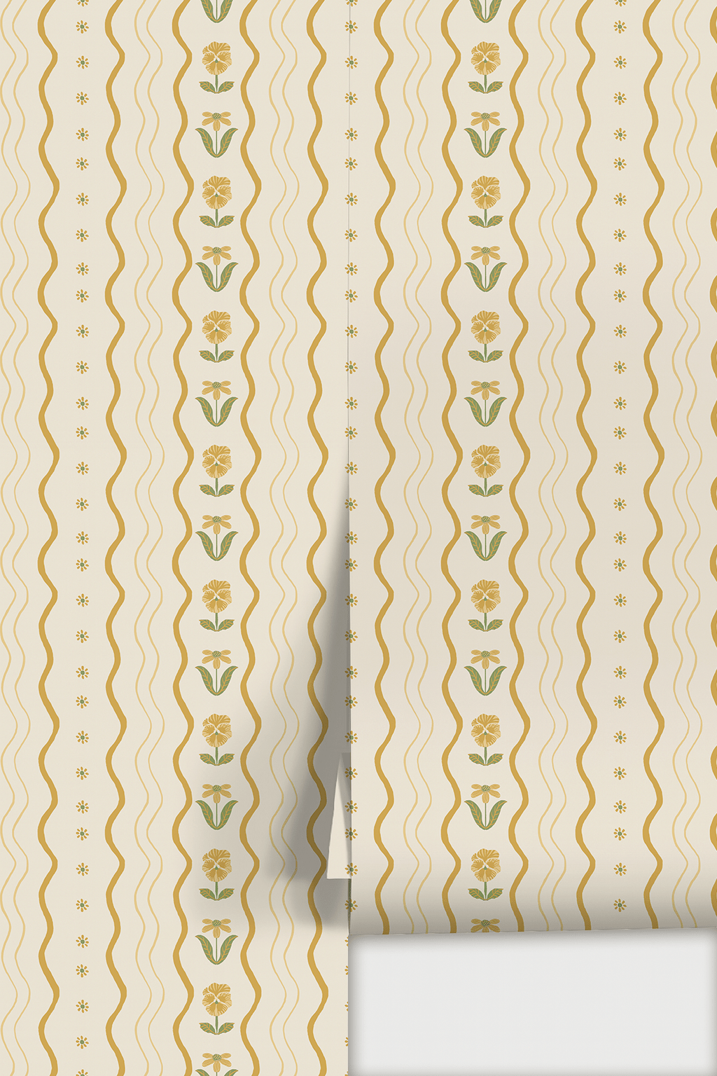 Posy Lane Stripe Wallpaper, beige and yellow - mosswell.us