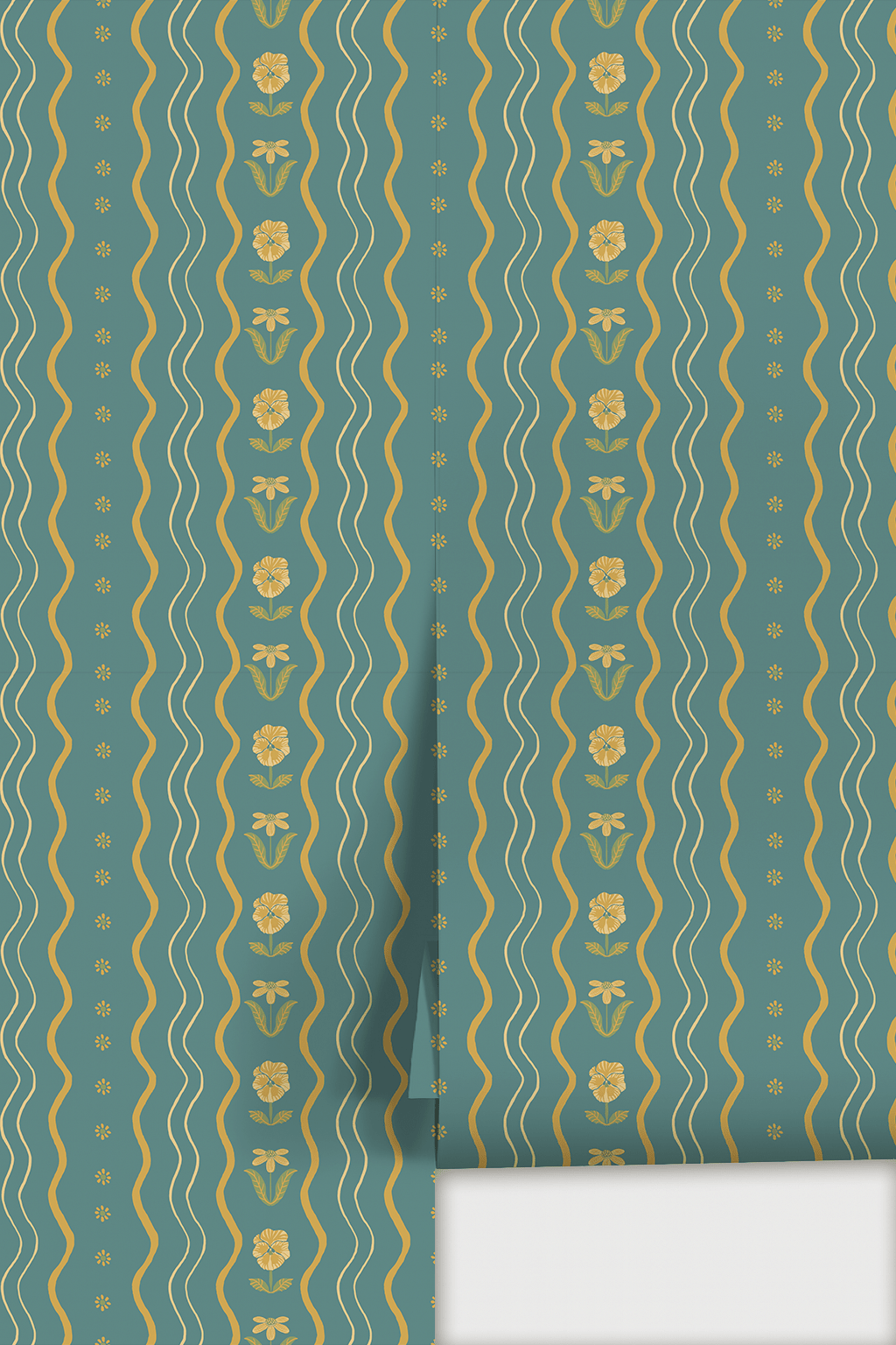 Posy Lane Stripe Wallpaper, blue and yellow - mosswell.us