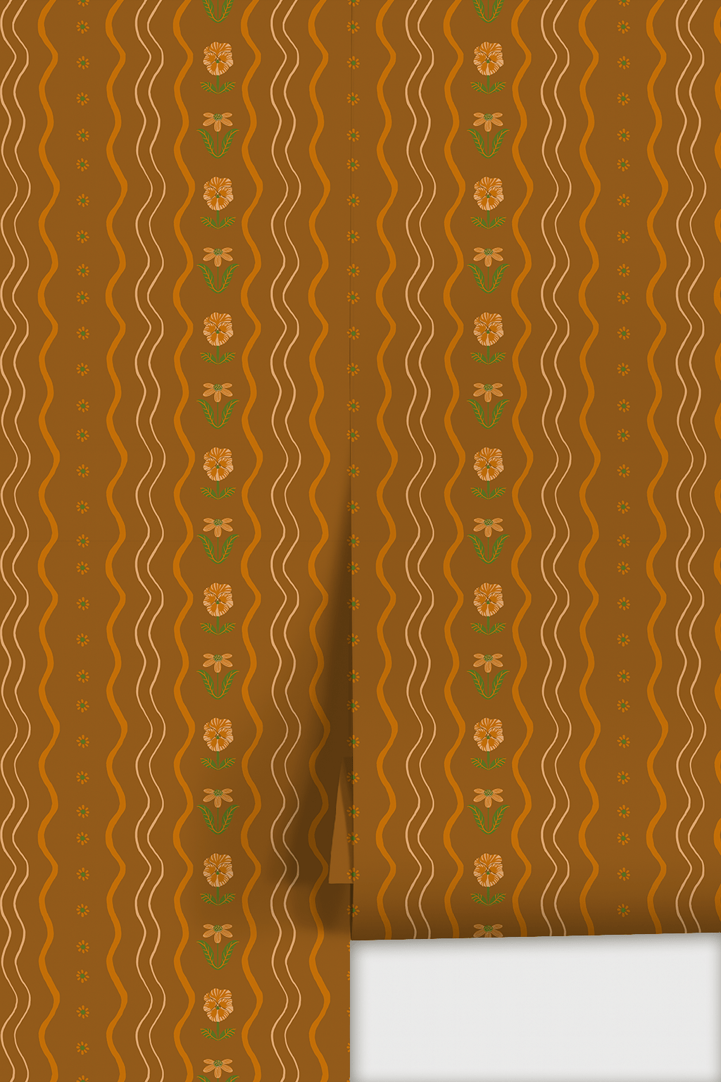 Posy Lane Stripe Wallpaper, golden brown and orange - mosswell.us