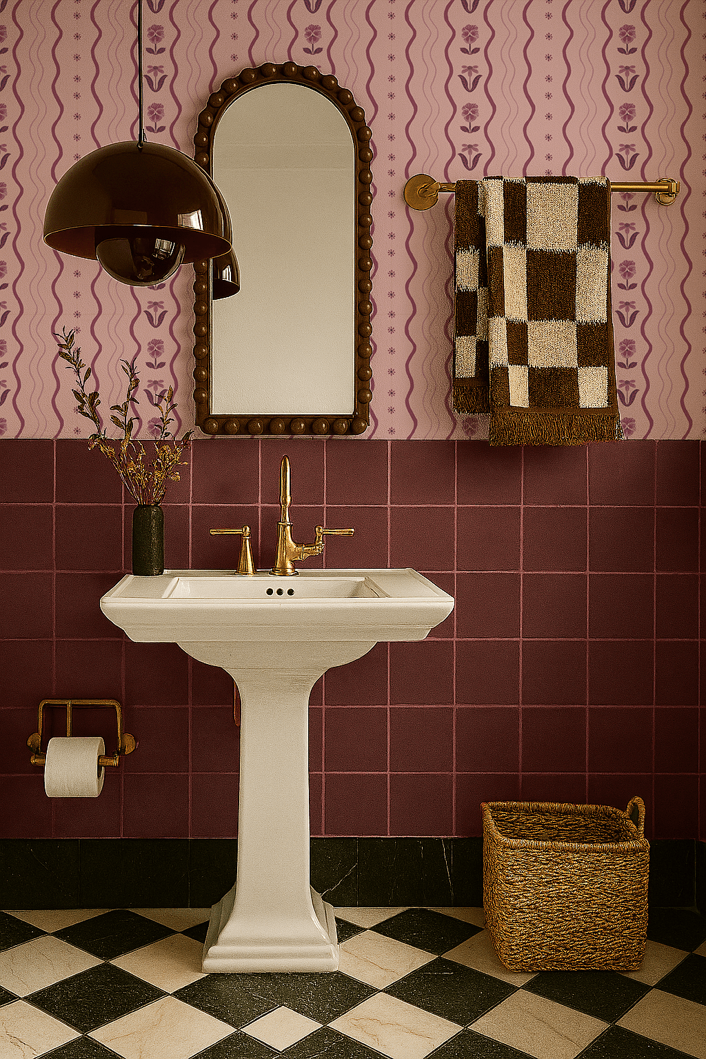Posy Lane Stripe Wallpaper, lilac and plum - mosswell.us