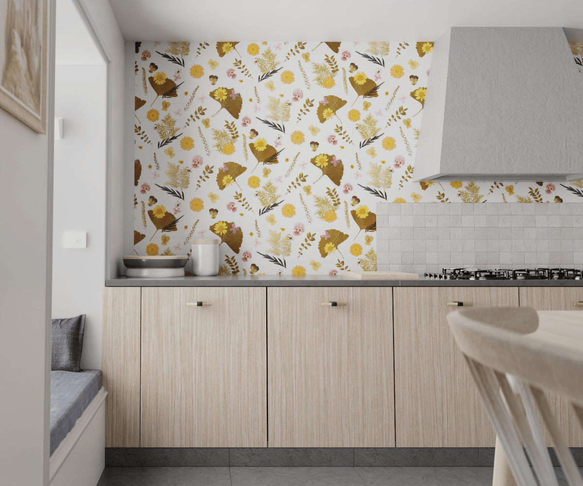 Pressed Fresh Version 01 Wallpaper, orange and pink - mosswell.us