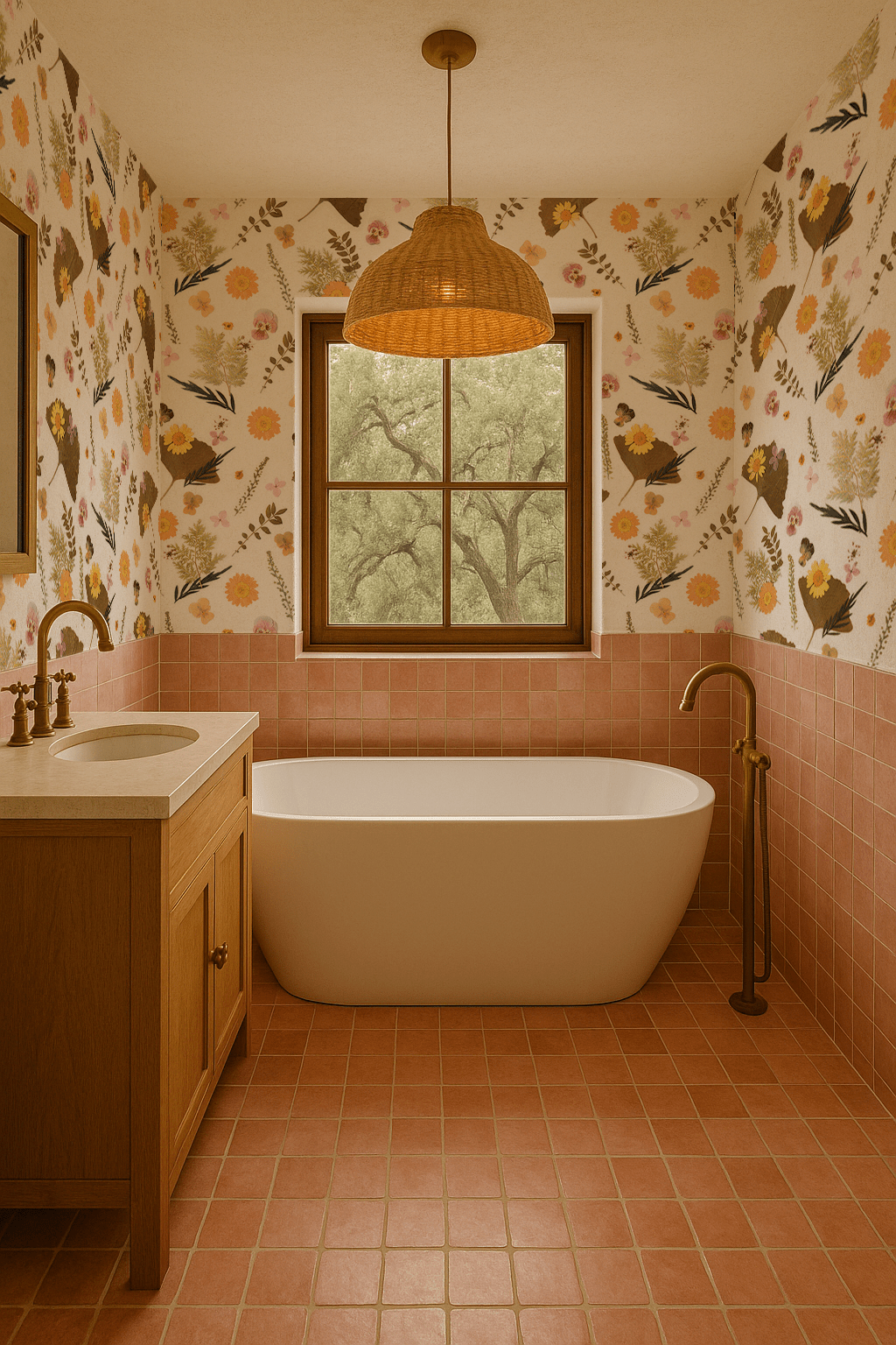 Pressed Fresh Version 01 Wallpaper, orange and pink - mosswell.us