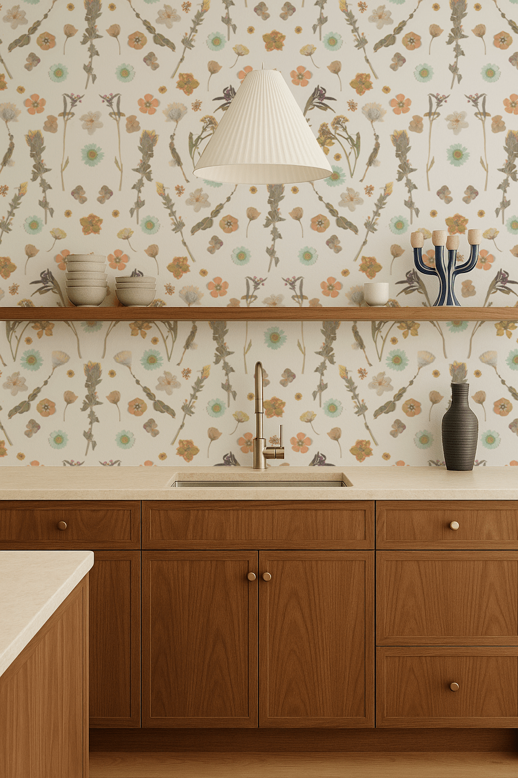 Pressed Fresh Version 02 Wallpaper, peach and mint - mosswell.us