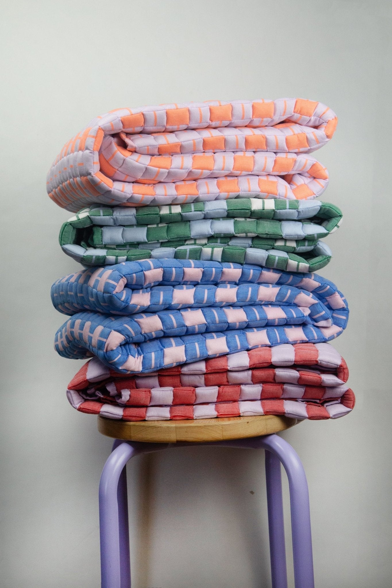 Quilted Sujani Throw Blanket - Soft Lilac and Red - mosswell.us