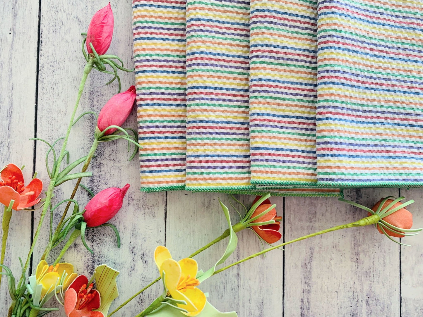 Rainbow Seersucker Cloth Napkins, set of four - mosswell.us