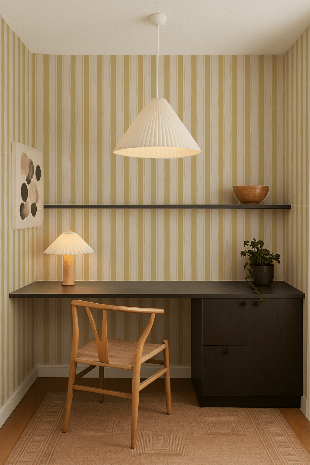 Riviera Stripe Wallpaper, off - white and butter yellow - mosswell.us