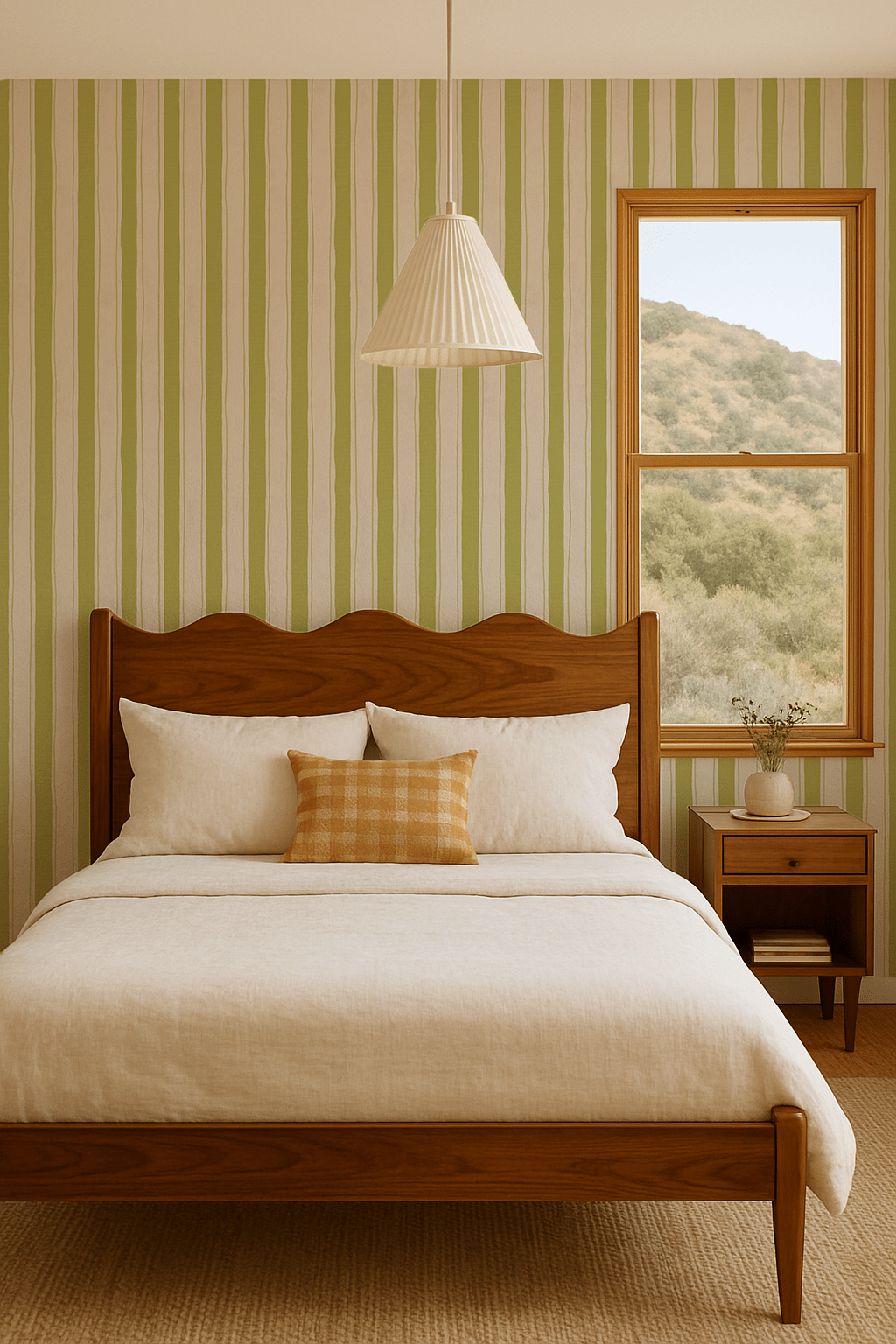 Riviera Stripe Wallpaper, off - white and chartreuse - mosswell.us