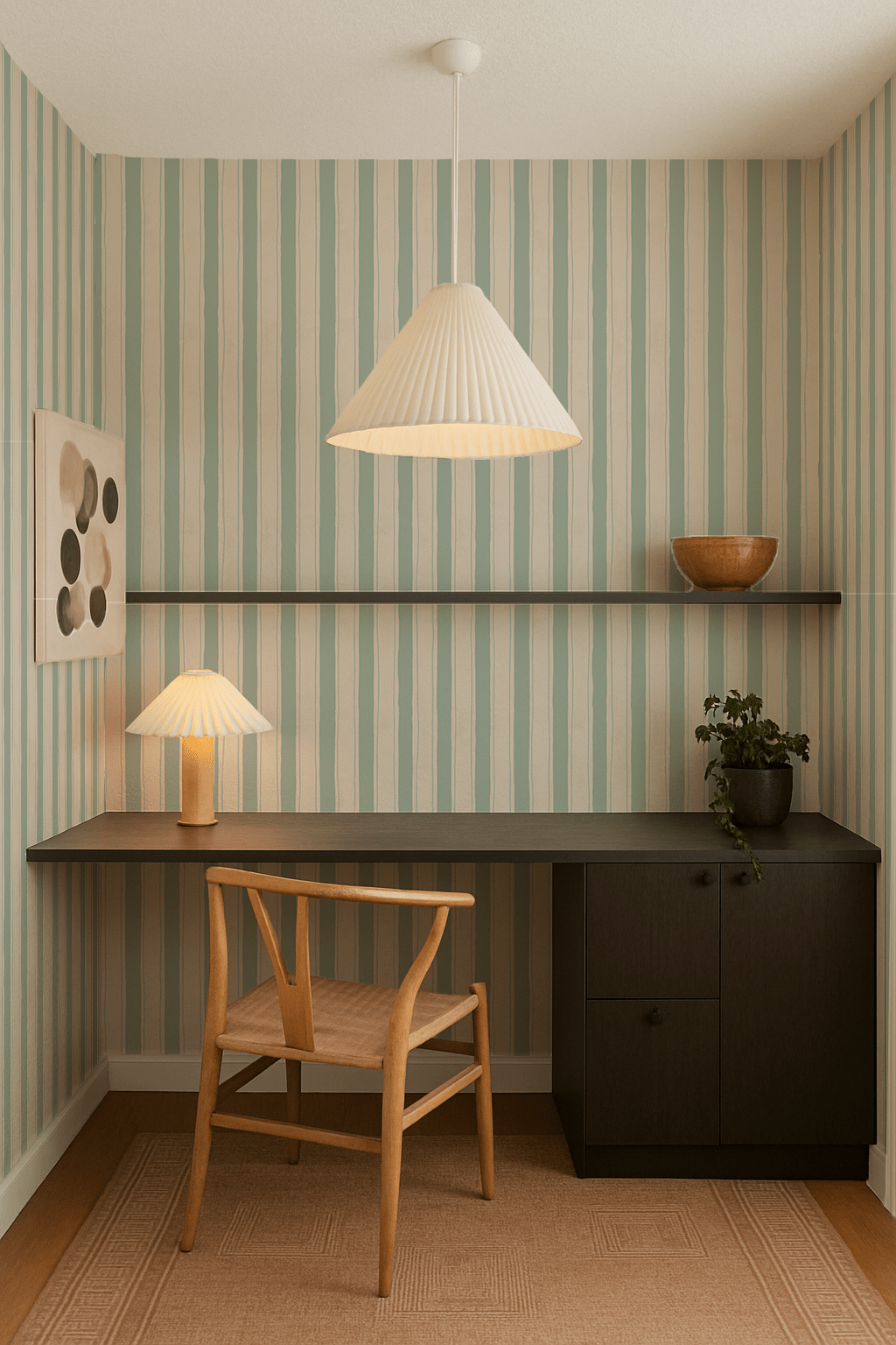 Riviera Stripe Wallpaper, off - white and mint - mosswell.us