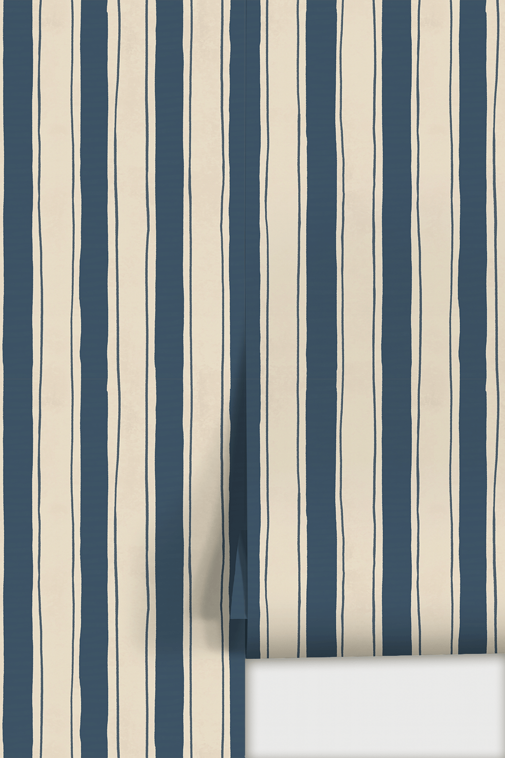 Riviera Stripe Wallpaper, off - white and navy - mosswell.us