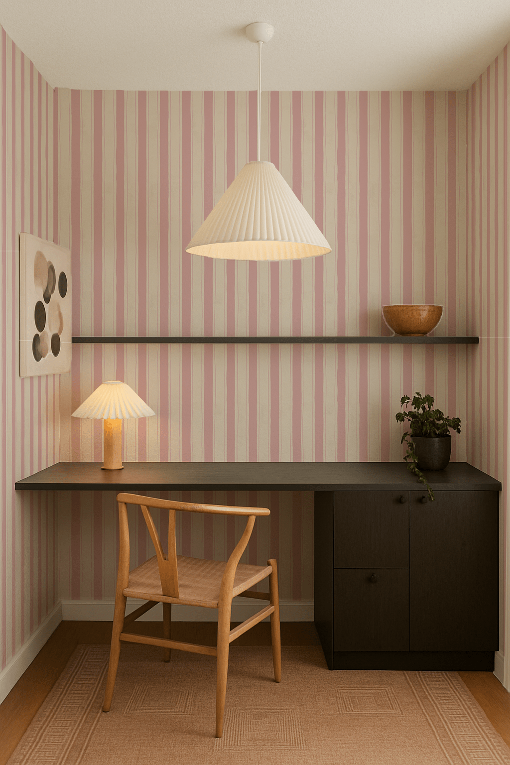 Riviera Stripe Wallpaper, off - white and pink - mosswell.us