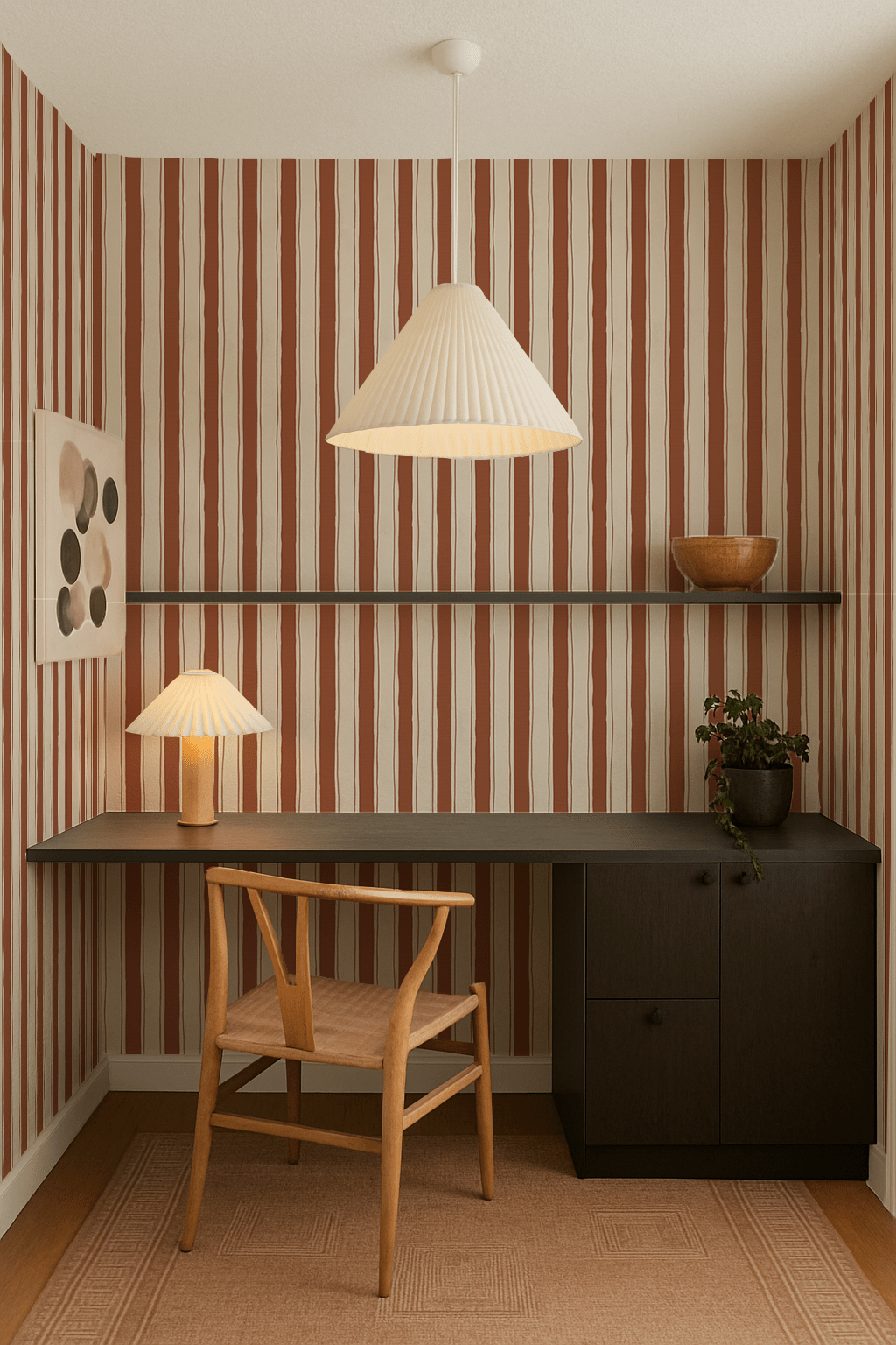 Riviera Stripe Wallpaper, off - white and rust - mosswell.us