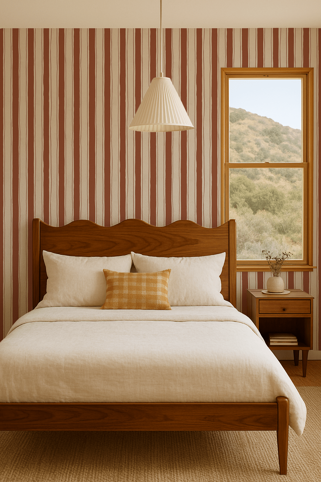 Riviera Stripe Wallpaper, off - white and rust - mosswell.us