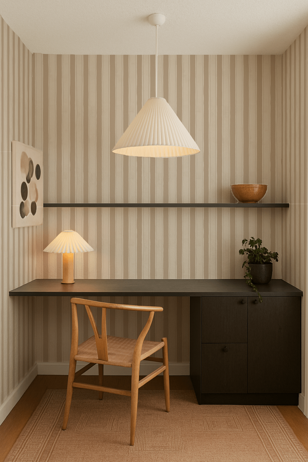 Riviera Stripe Wallpaper, off - white and tan - mosswell.us