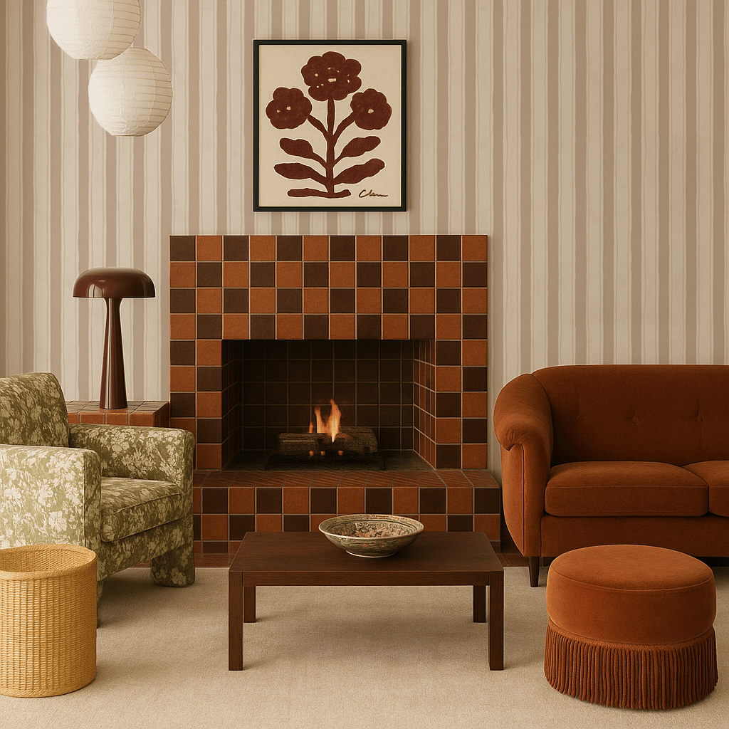 Riviera Stripe Wallpaper, off - white and tan - mosswell.us