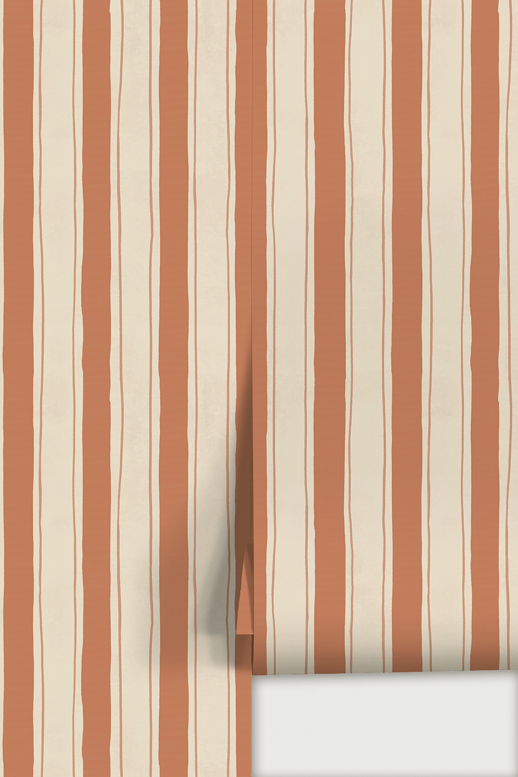 Riviera Stripe Wallpaper, off - white and terra cotta - mosswell.us