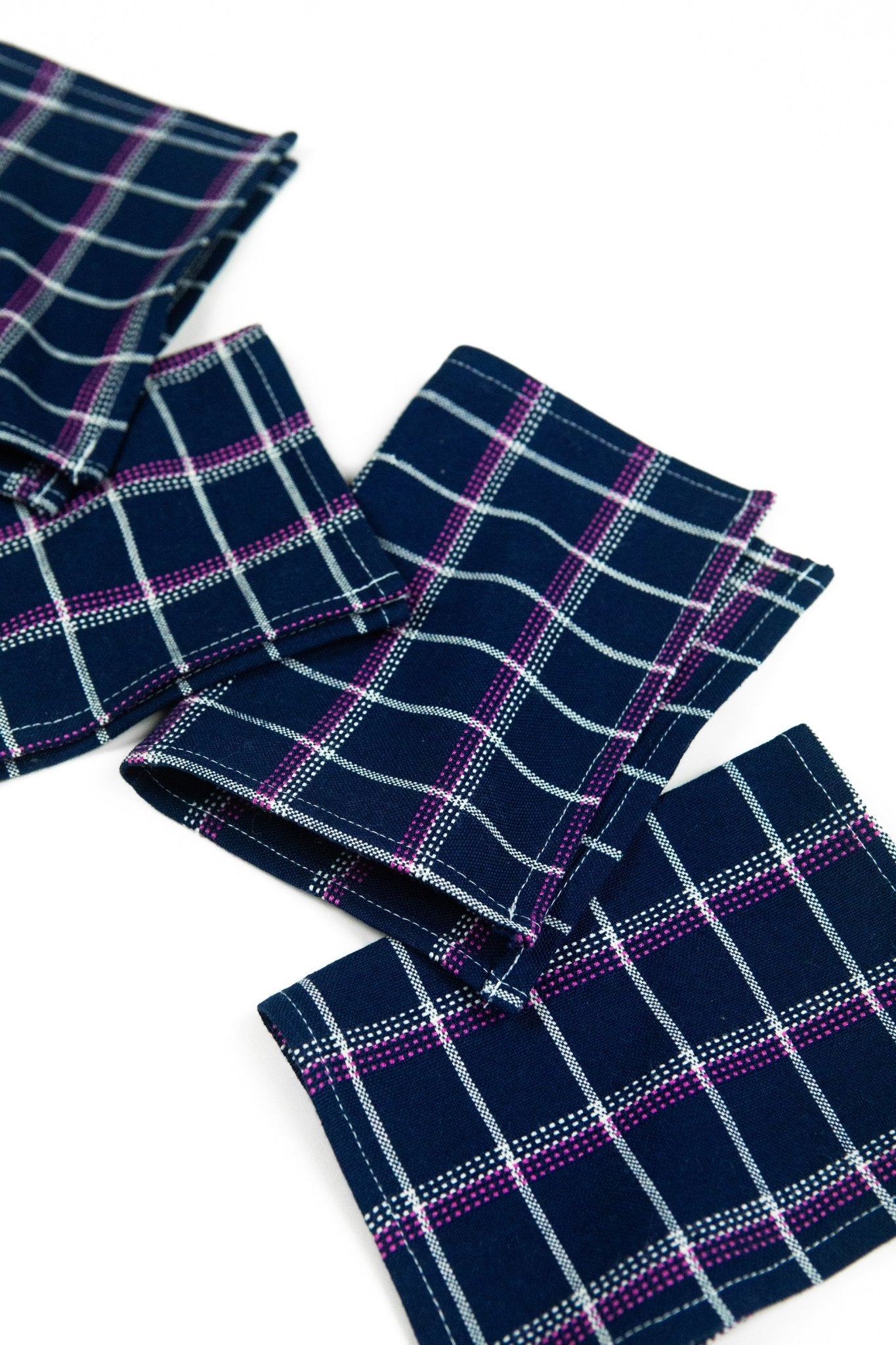 San Lucas Plaid Navy Cocktail Napkins Set of 4 - mosswell.us
