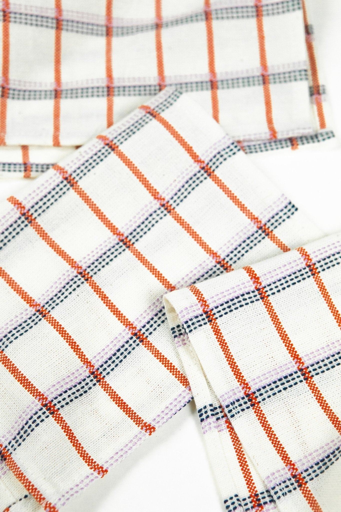 San Lucas Plaid White & Orange Cocktail Napkins Set of 4 - mosswell.us