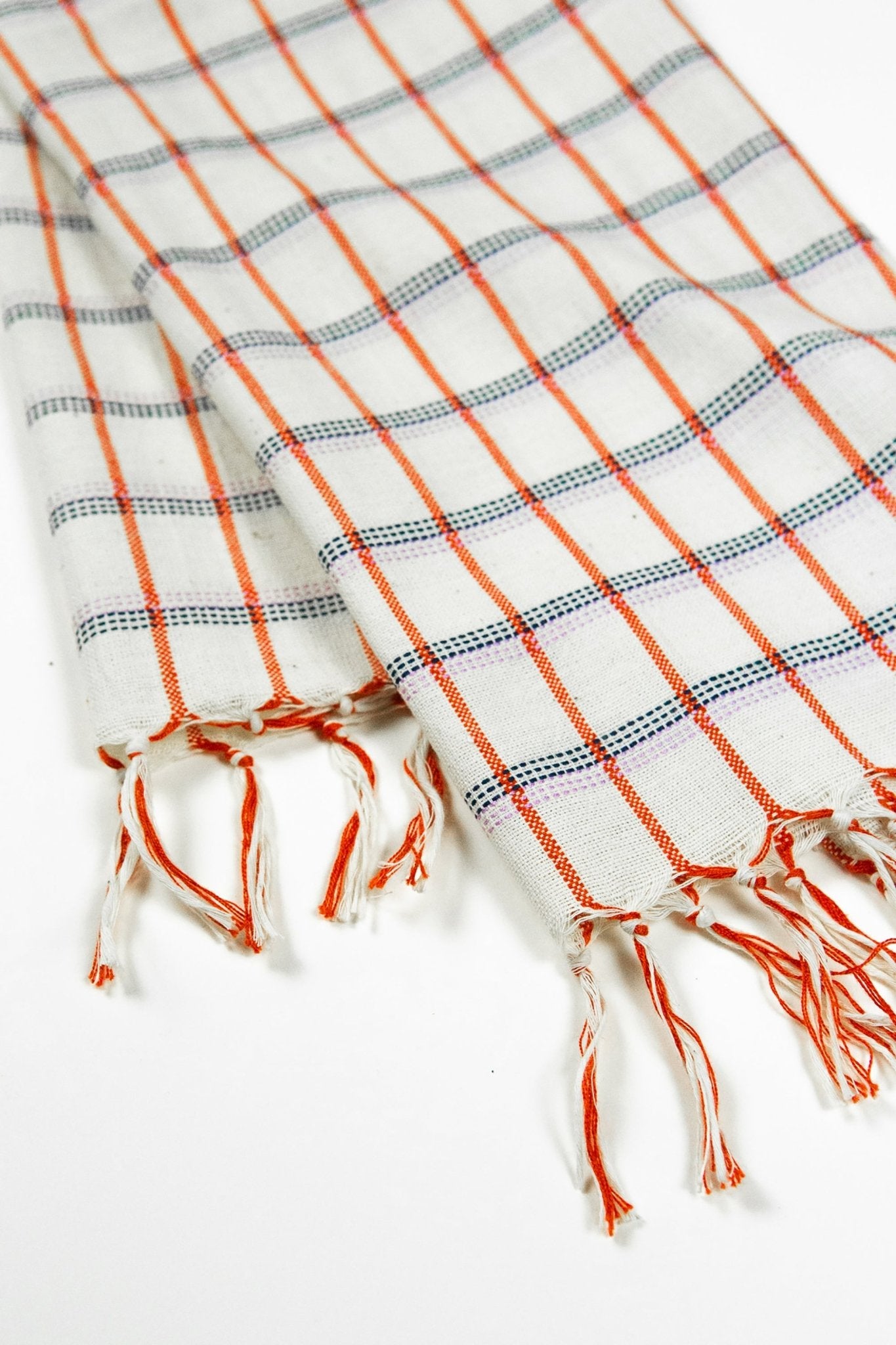 San Lucas Plaid White & Orange Kitchen Towel - mosswell.us