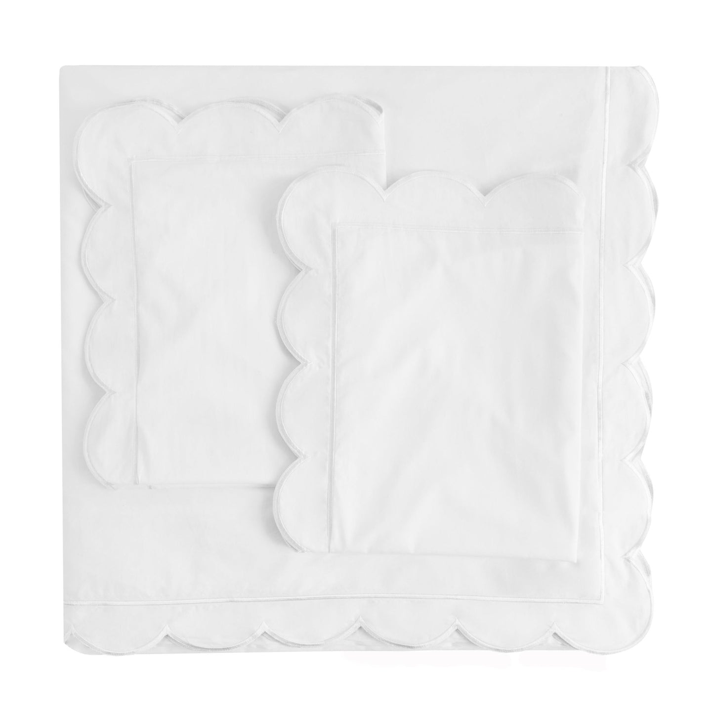 Scallop Frame Embroidered Cotton Percale Duvet Set - mosswell.us