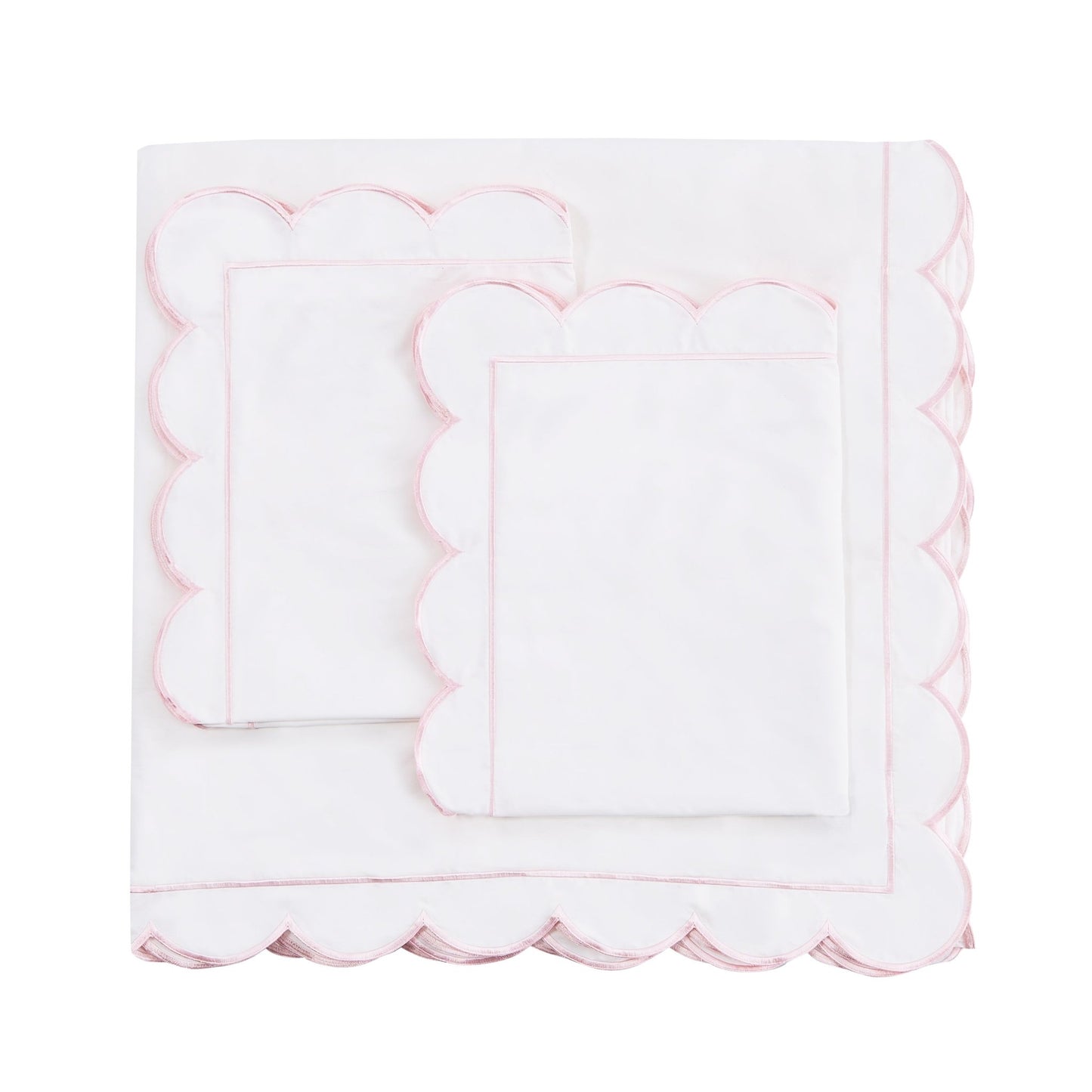 Scallop Frame Embroidered Cotton Percale Duvet Set - mosswell.us