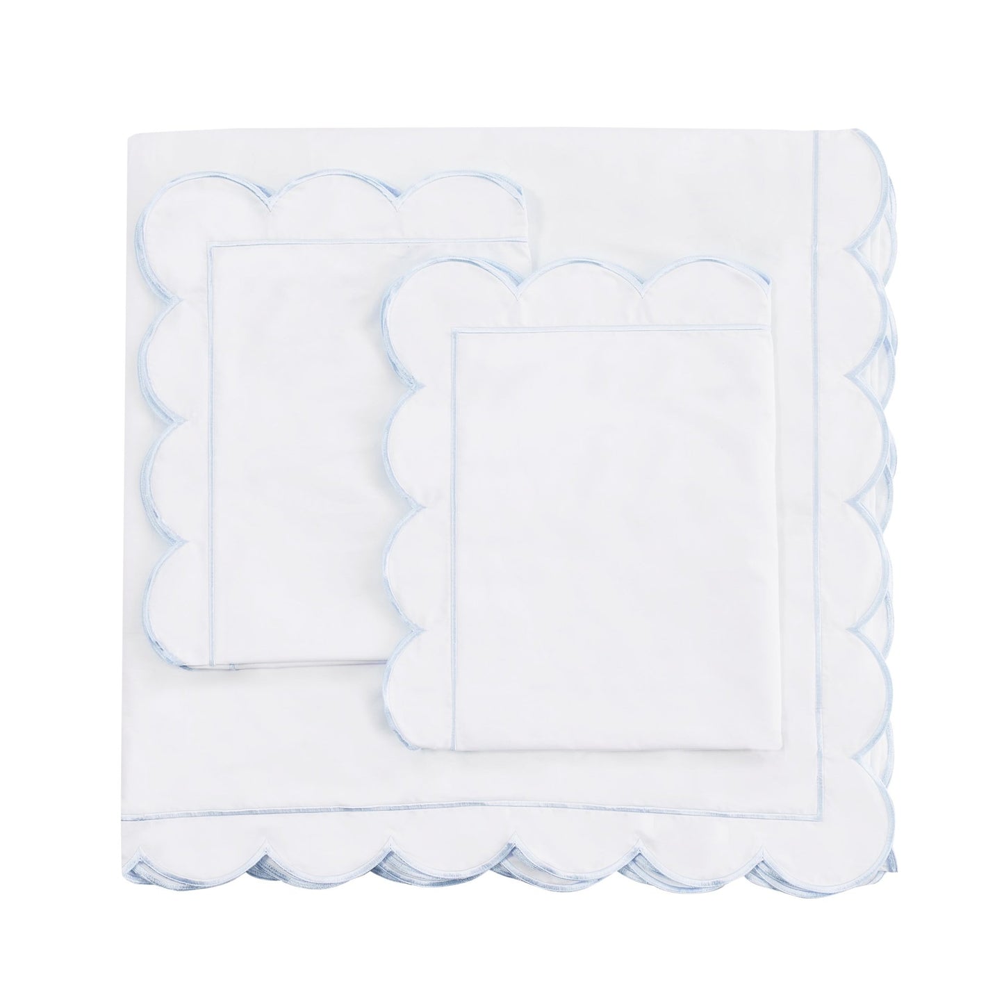 Scallop Frame Embroidered Cotton Percale Duvet Set - mosswell.us